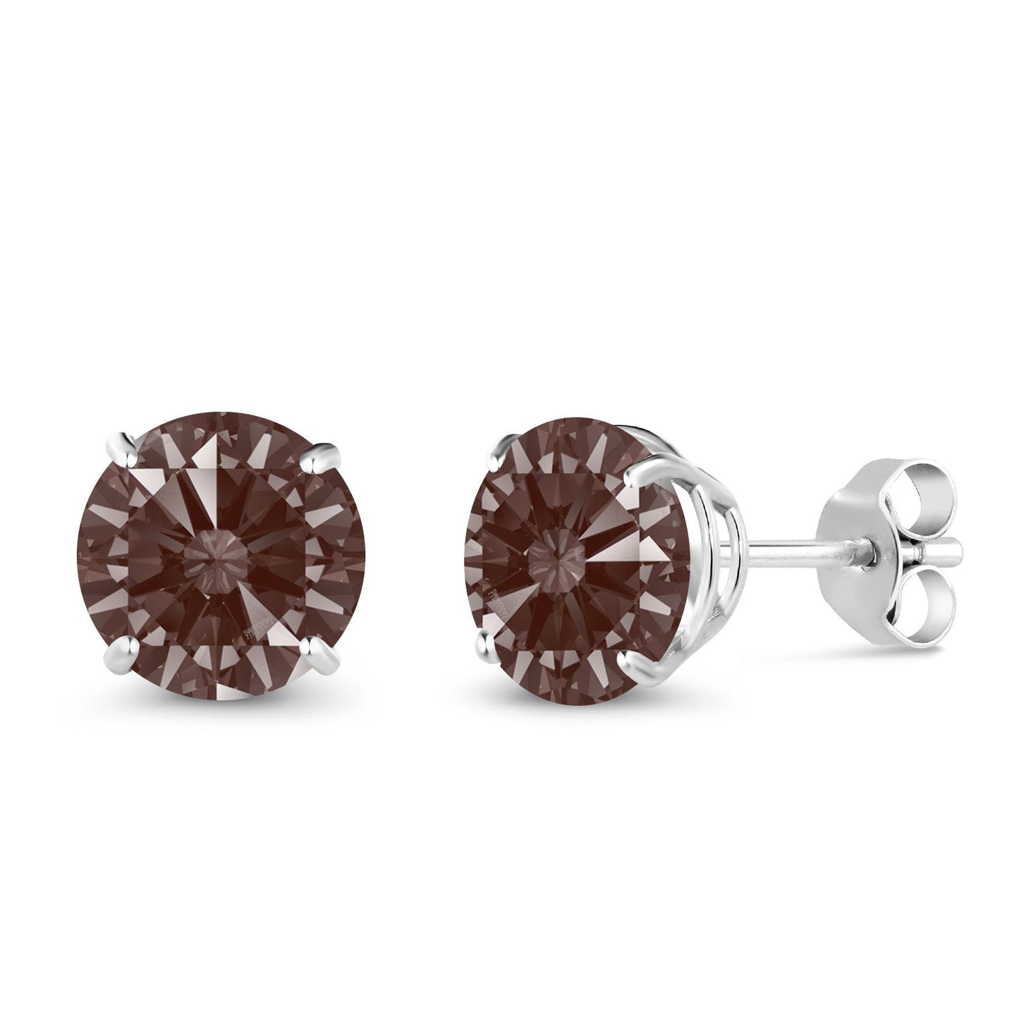 10K White Gold Round 7MM Gemstone Birthstone Stud Earrings For Women Men | Gold Earrings For Women