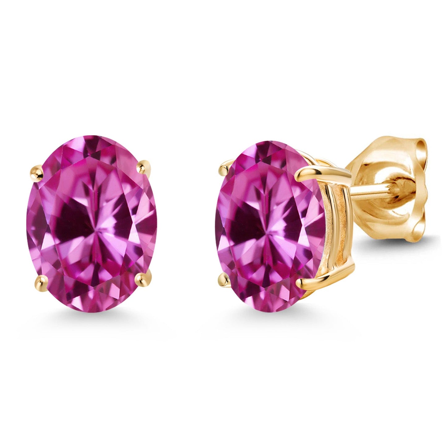 14K Yellow Gold 8X6MM Oval Gemstone Birthstone Stud Earrings | Double Notch | Gold Earrings For Women Men