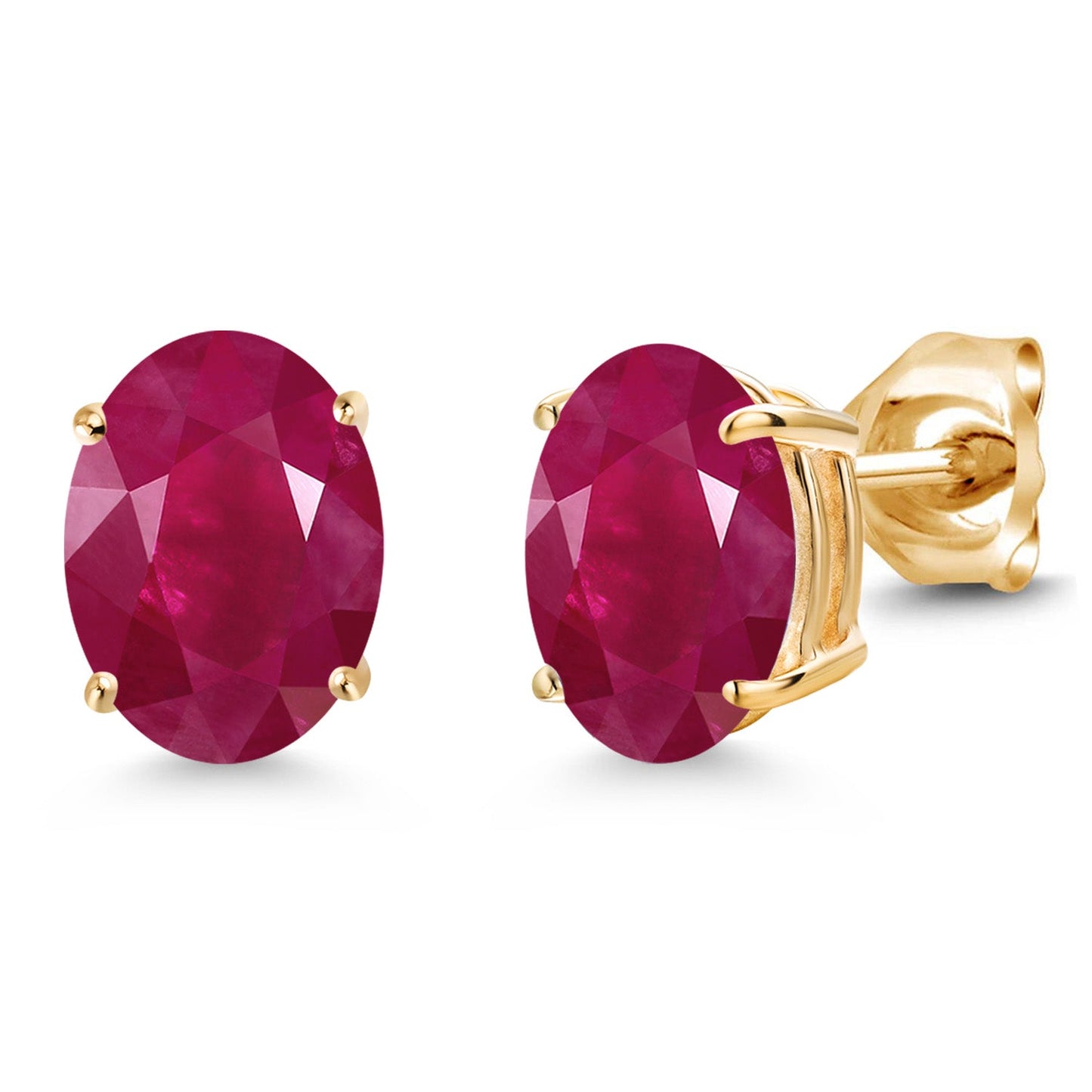 14K Yellow Gold 8X6MM Oval Gemstone Birthstone Stud Earrings | Double Notch | Gold Earrings For Women Men