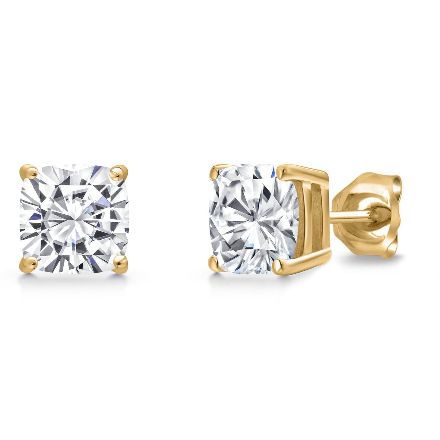 14K Yellow Gold 6MM Cushion Gemstone Birthstone Stud Earrings | Yellow Gold Earrings For Women Men