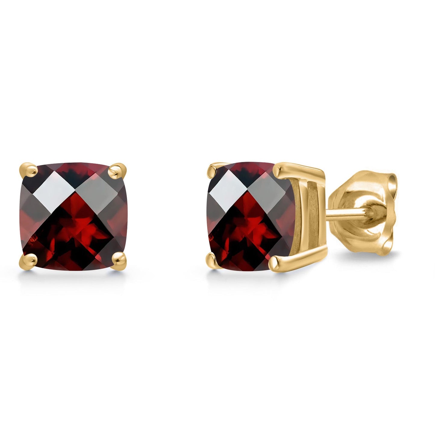 14K Yellow Gold 6MM Cushion Gemstone Birthstone Stud Earrings | Yellow Gold Earrings For Women Men
