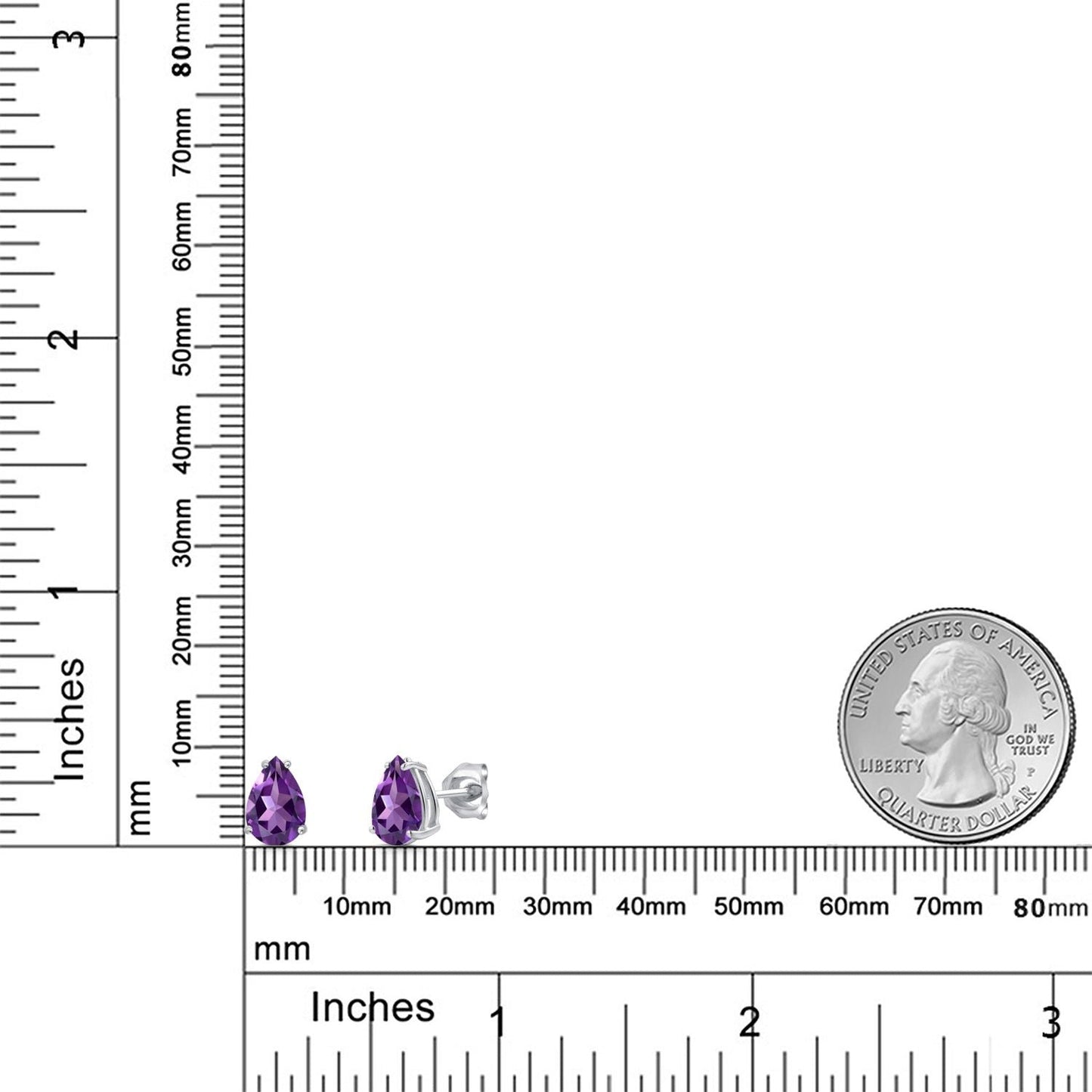14K White Gold 9X6MM Pear Shape Gemstone Birthstone Double Notch Teardrop Stud Earrings For Women and Men