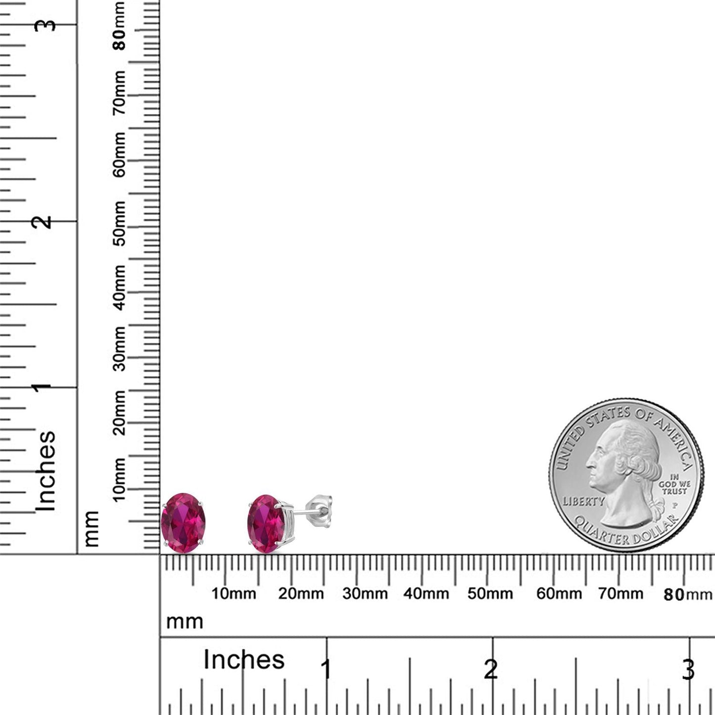 14K White Gold 9X7MM Oval Gemstone Birthstone Stud Earrings | Gold Earrings For Women and Men