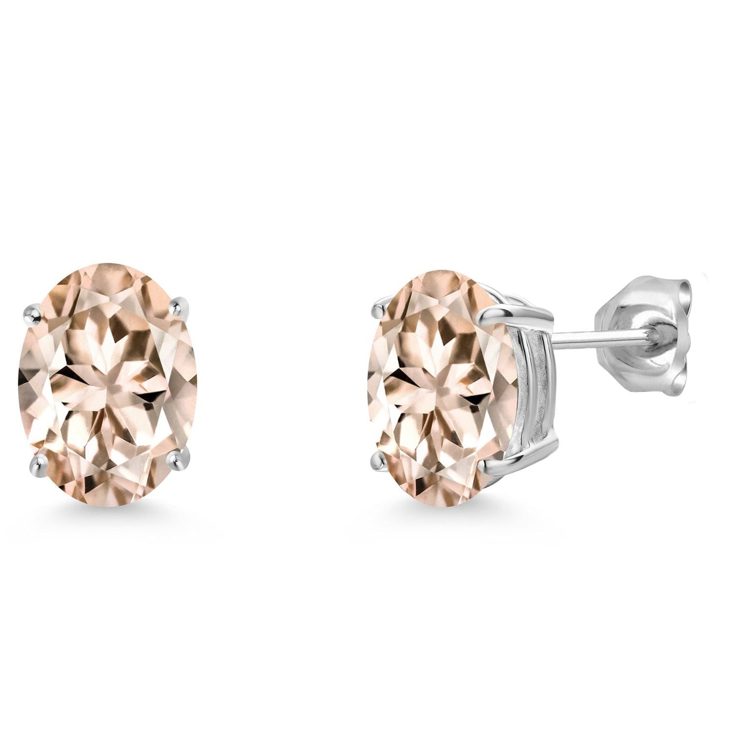 14K White Gold 9X7MM Oval Gemstone Birthstone Stud Earrings | Gold Earrings For Women and Men