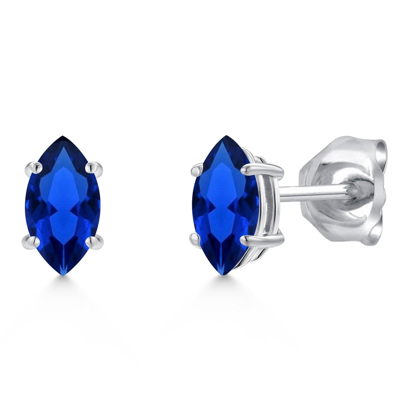14K White Gold Marquise 6X3MM Gemstone Birthstone Gold Earrings For Women Men