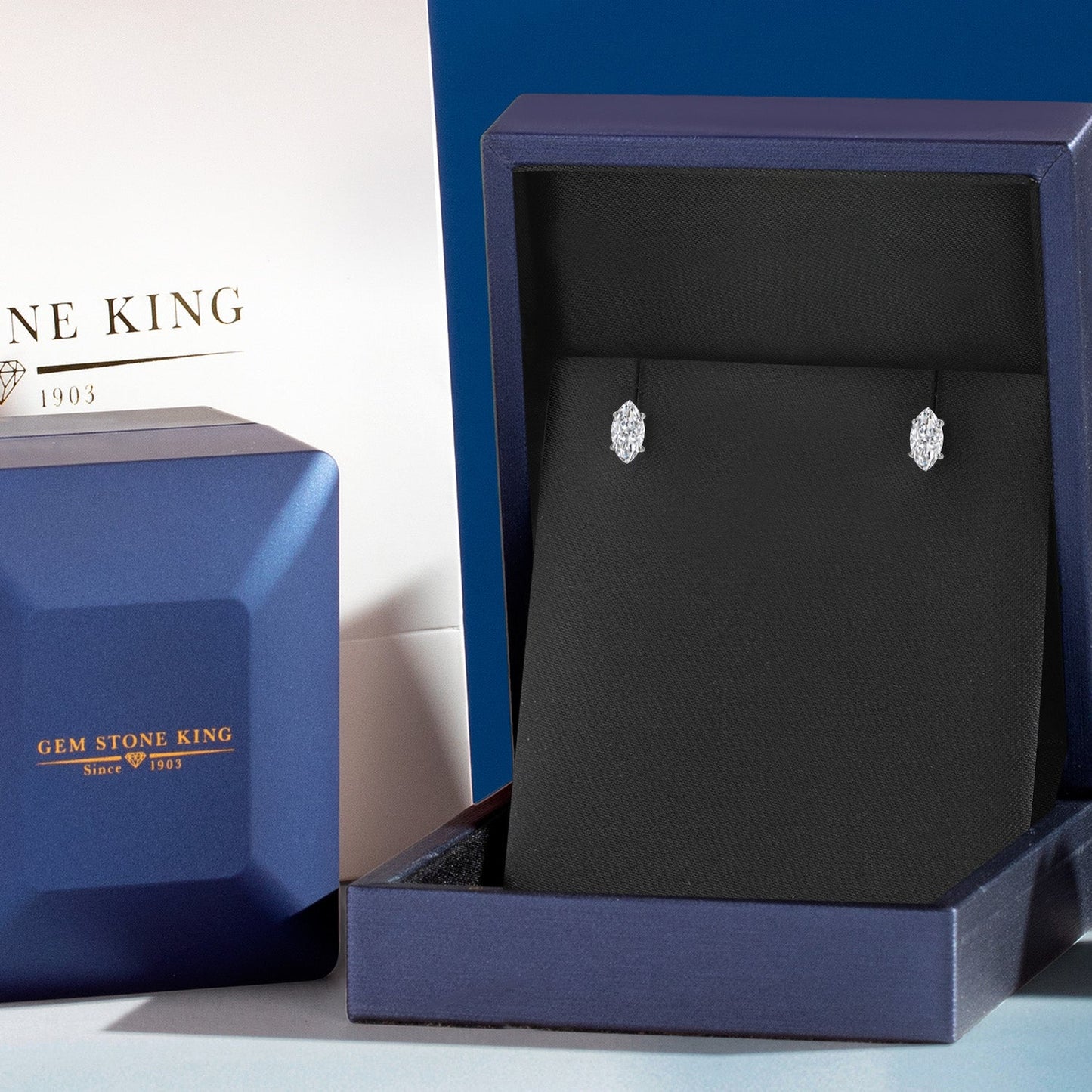 14K White Gold Lab Grown Diamond Stud Earrings For Women Men | 0.66 Cttw | Gemstone Birthstone | Marquise 7X4MM | DEF Color | VVS-VS Clarity