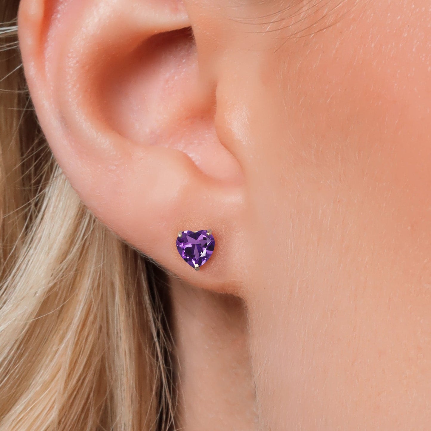 14K White Gold 6MM Heart Shape Gemstone Birthstone Stud Earrings | Gold Earrings For Women Men | Fine Jewelry Gifts for Her Mom Women Wife