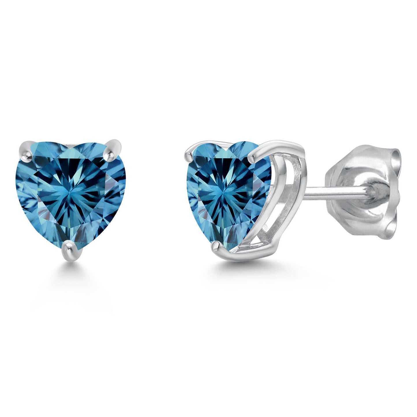 14K White Gold 6MM Heart Shape Gemstone Birthstone Stud Earrings | Gold Earrings For Women Men | Fine Jewelry Gifts for Her Mom Women Wife