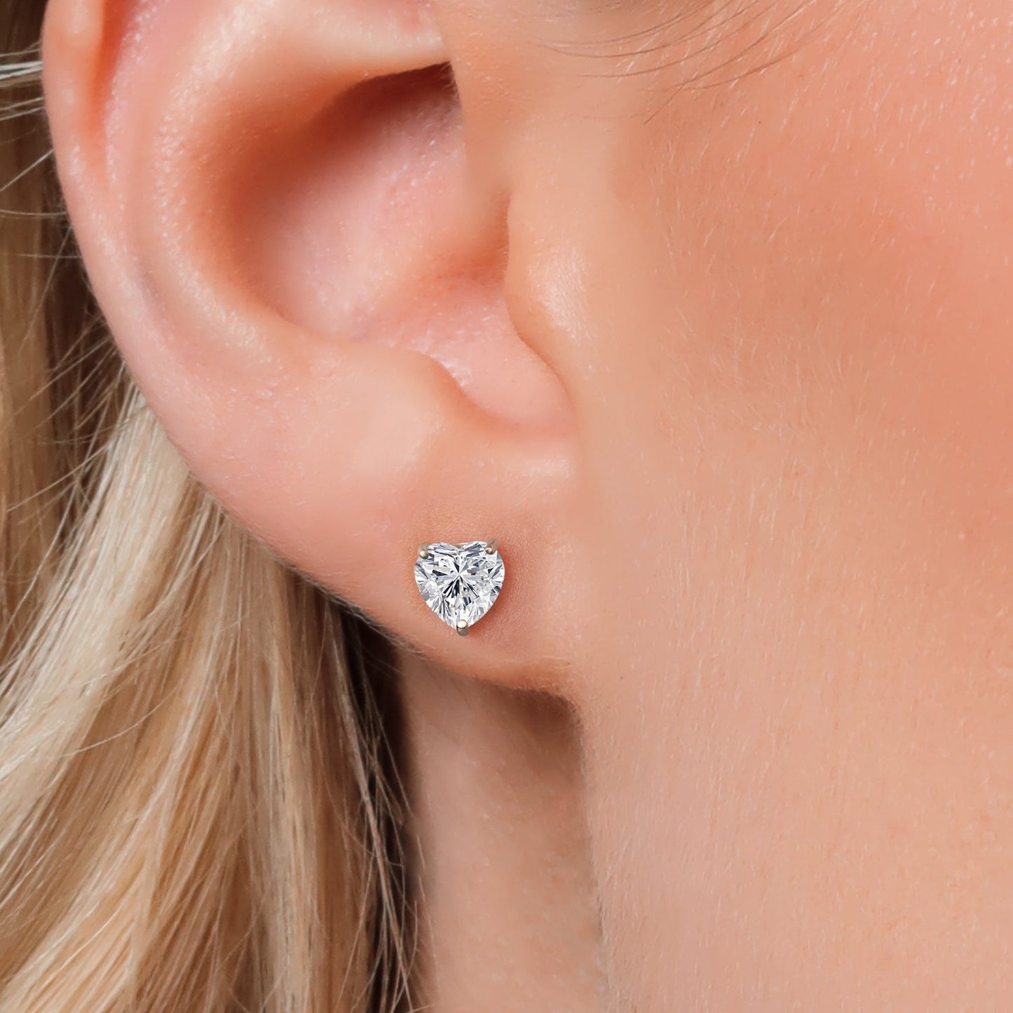 2.00 Cttw 14K White Gold IGI Certified Lab Grown Diamond Stud Earrings For Women Men | E-F Color VS1-VS2 Clarity | Heart Shape 6.5MM