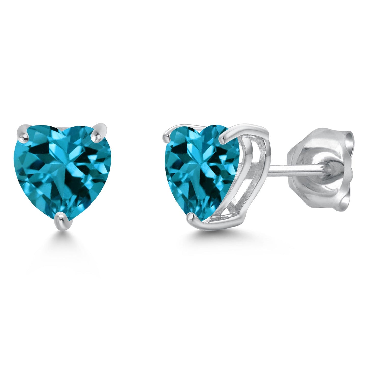14K White Gold 6MM Heart Shape Gemstone Birthstone Stud Earrings | Gold Earrings For Women Men | Fine Jewelry Gifts for Her Mom Women Wife