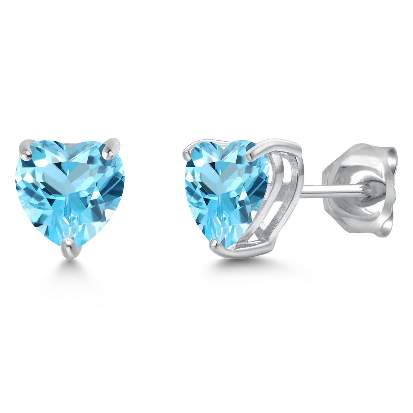 14K White Gold 6MM Heart Shape Gemstone Birthstone Stud Earrings | Gold Earrings For Women Men | Fine Jewelry Gifts for Her Mom Women Wife