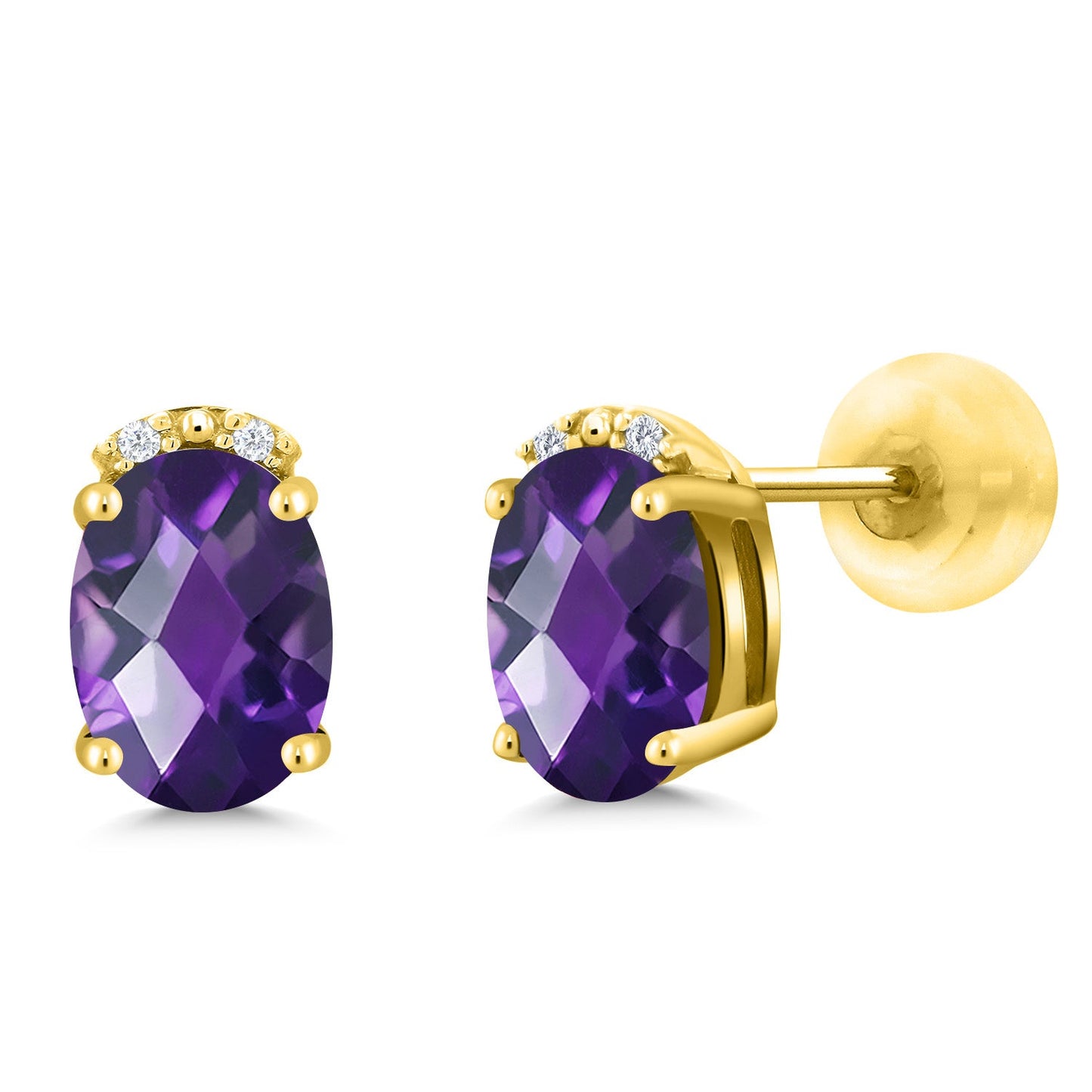 7X5MM Oval Gemstone Birthstone and White Diamond Earrings | Solid 10K Gold Earrings For Women | Fine Jewelry Gifts for Her Mom Women Wife