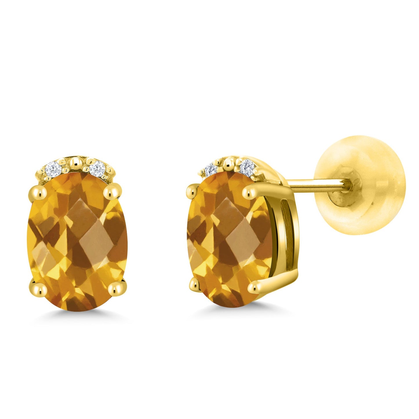 7X5MM Oval Gemstone Birthstone and White Diamond Earrings | Solid 10K Gold Earrings For Women | Fine Jewelry Gifts for Her Mom Women Wife