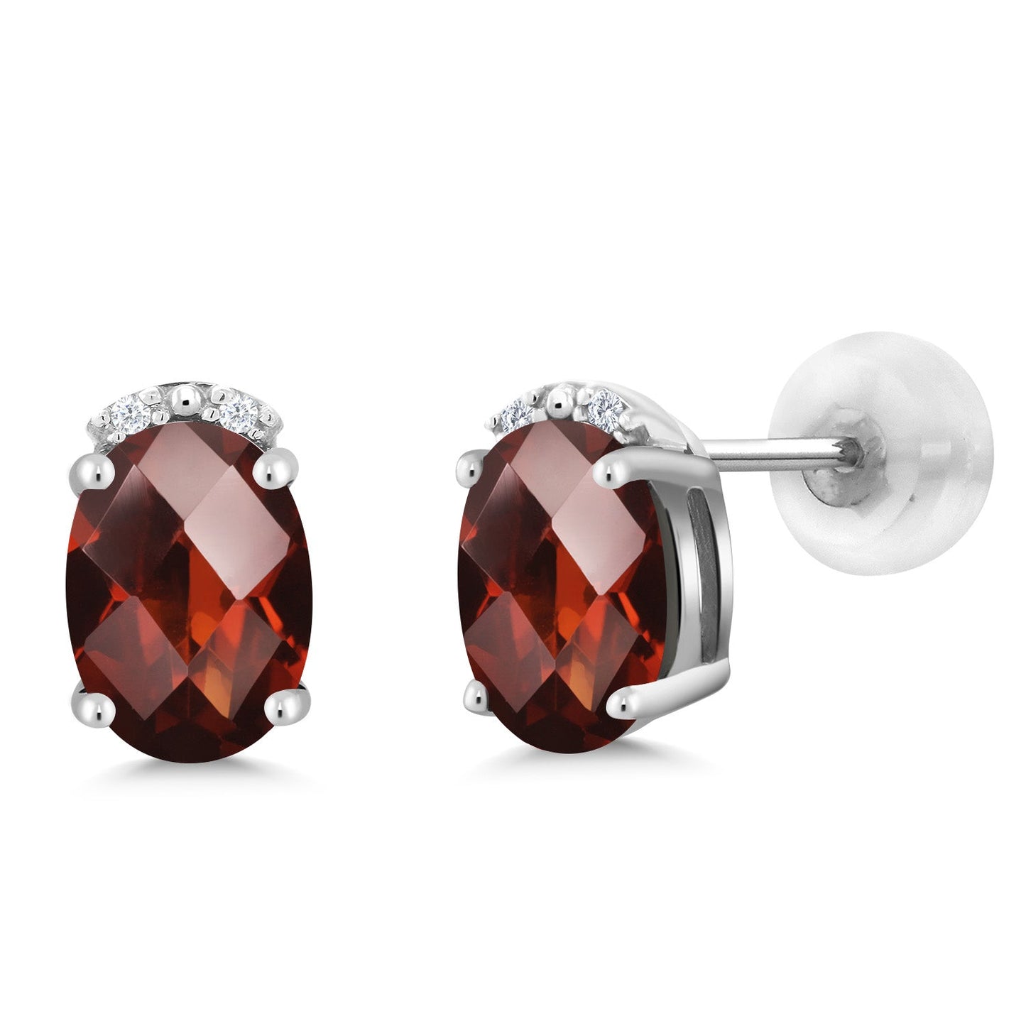 7X5MM Oval Gemstone Birthstone and White Diamond Earrings | Solid 10K Gold Earrings For Women | Fine Jewelry Gifts for Her Mom Women Wife