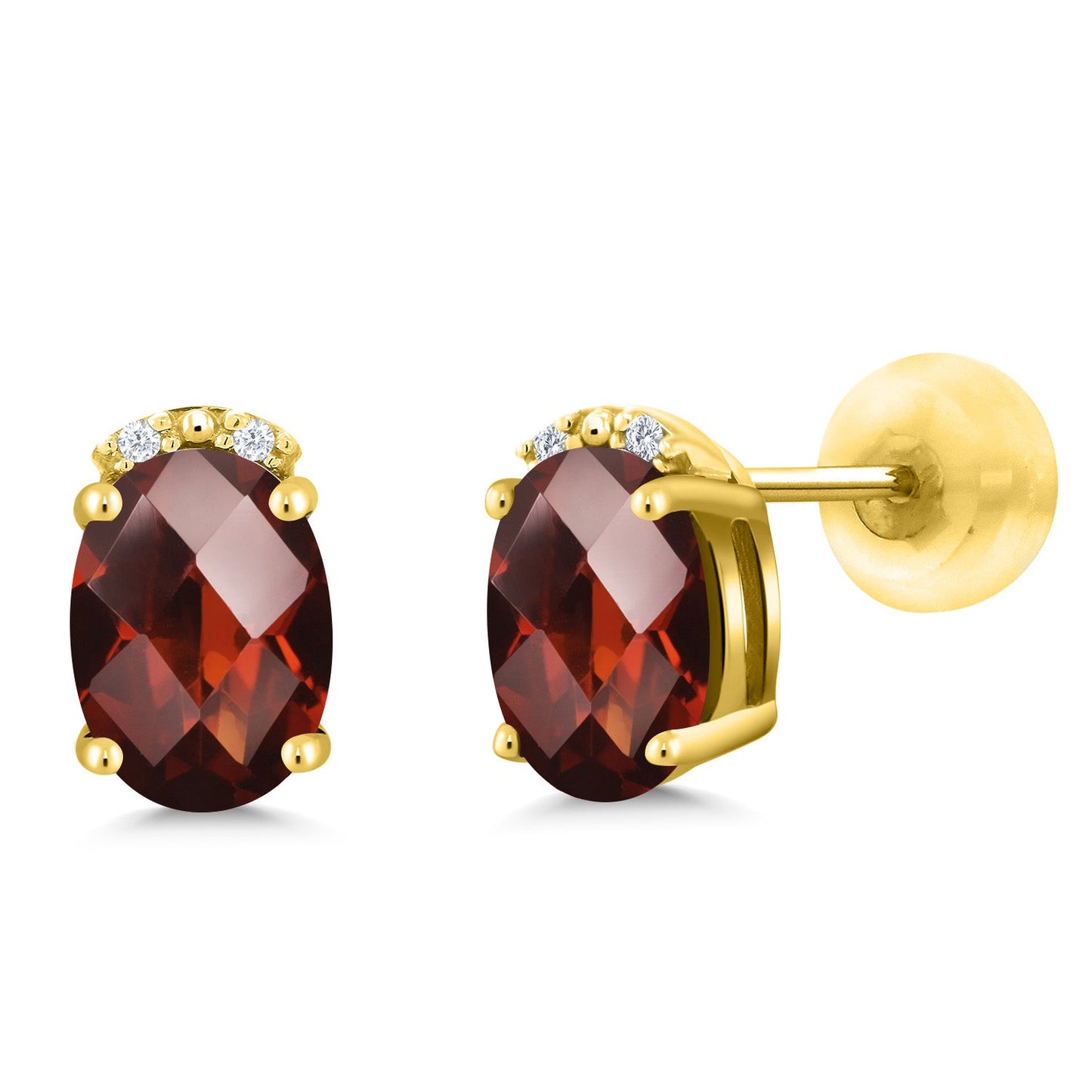 7X5MM Oval Gemstone Birthstone and White Diamond Earrings | Solid 10K Gold Earrings For Women | Fine Jewelry Gifts for Her Mom Women Wife