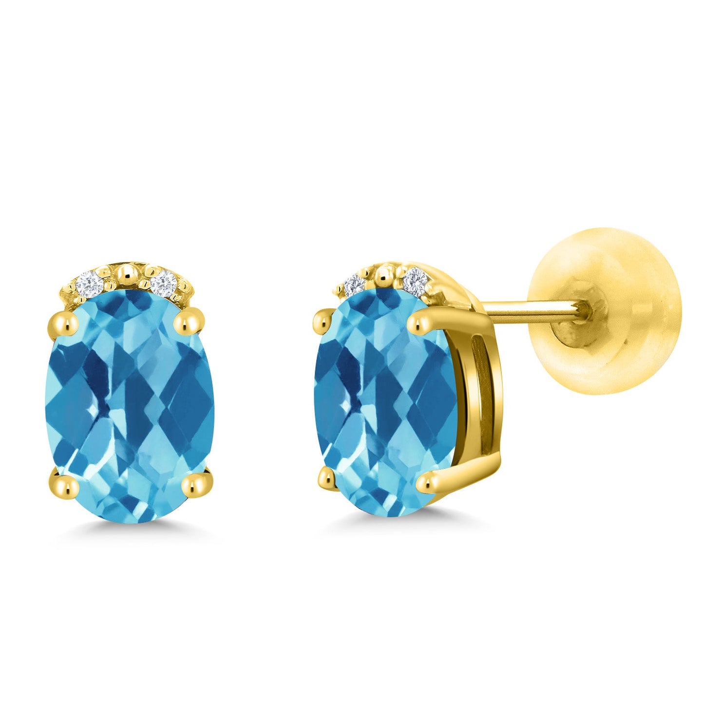 7X5MM Oval Gemstone Birthstone and White Diamond Earrings | Solid 10K Gold Earrings For Women | Fine Jewelry Gifts for Her Mom Women Wife