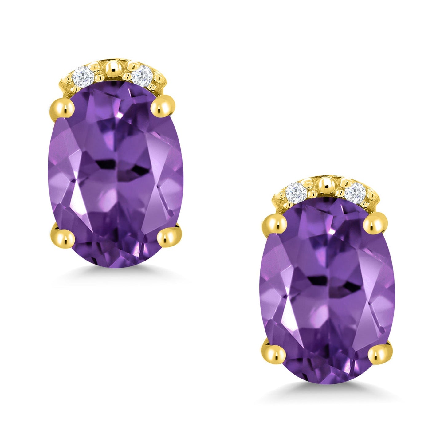 7X5MM Oval Gemstone Birthstone and White Diamond Earrings | Solid 10K Gold Earrings For Women | Fine Jewelry Gifts for Her Mom Women Wife