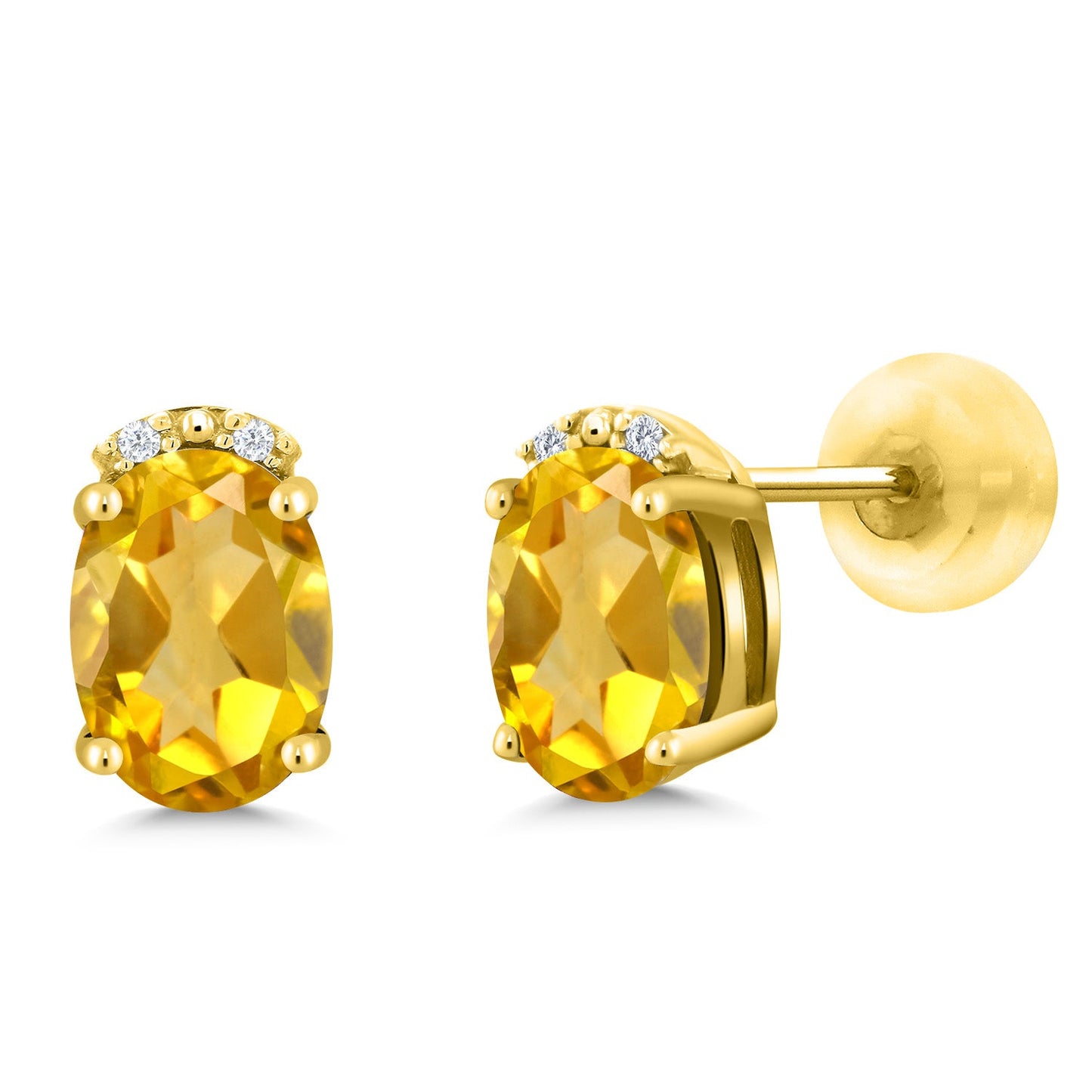 7X5MM Oval Gemstone Birthstone and White Diamond Earrings | Solid 10K Gold Earrings For Women | Fine Jewelry Gifts for Her Mom Women Wife
