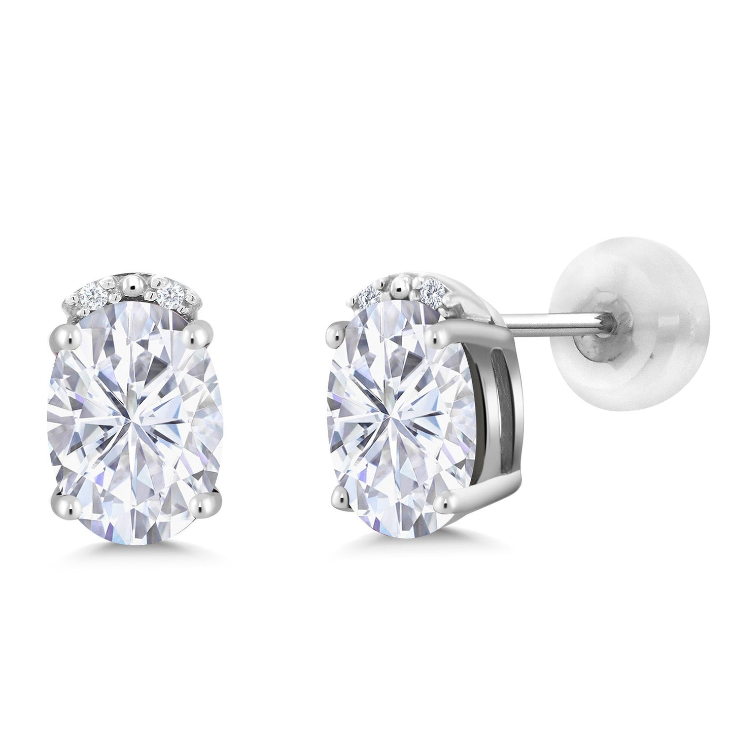 7X5MM Oval Gemstone Birthstone and White Diamond Earrings | Solid 10K Gold Earrings For Women | Fine Jewelry Gifts for Her Mom Women Wife