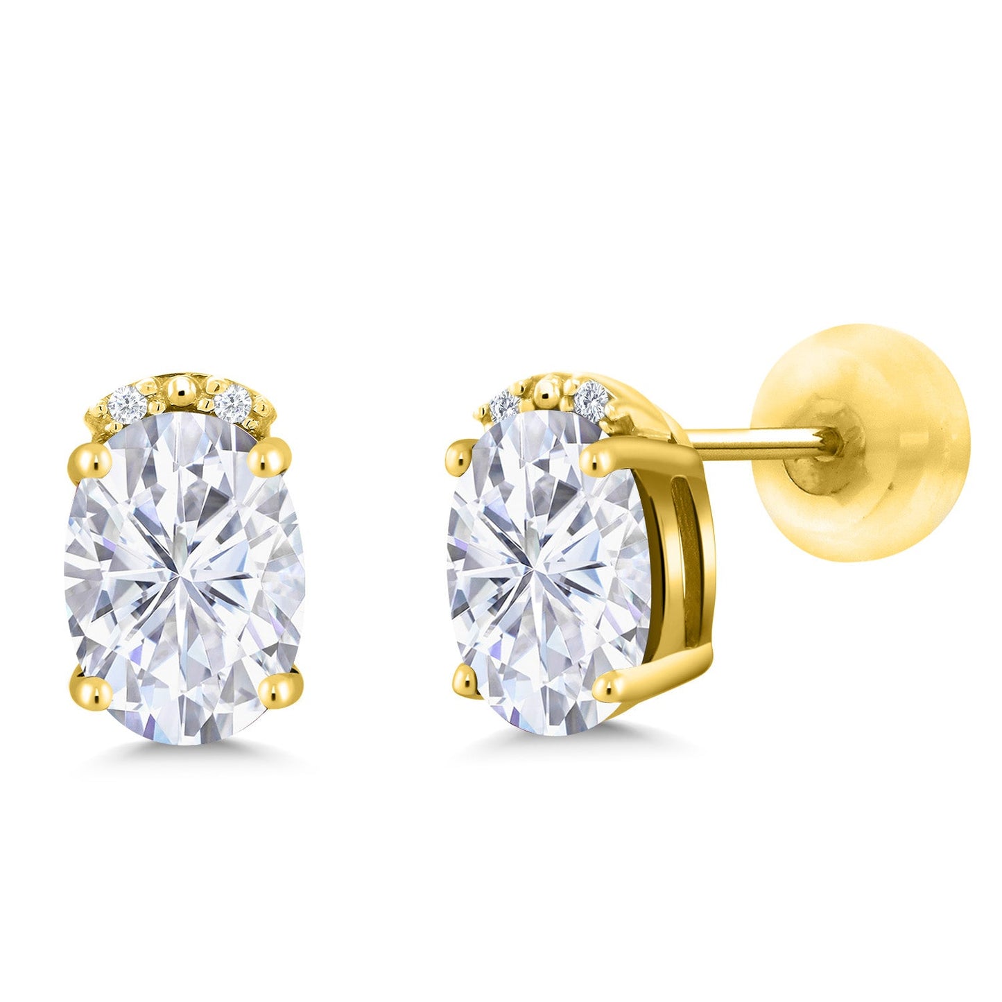 7X5MM Oval Gemstone Birthstone and White Diamond Earrings | Solid 10K Gold Earrings For Women | Fine Jewelry Gifts for Her Mom Women Wife