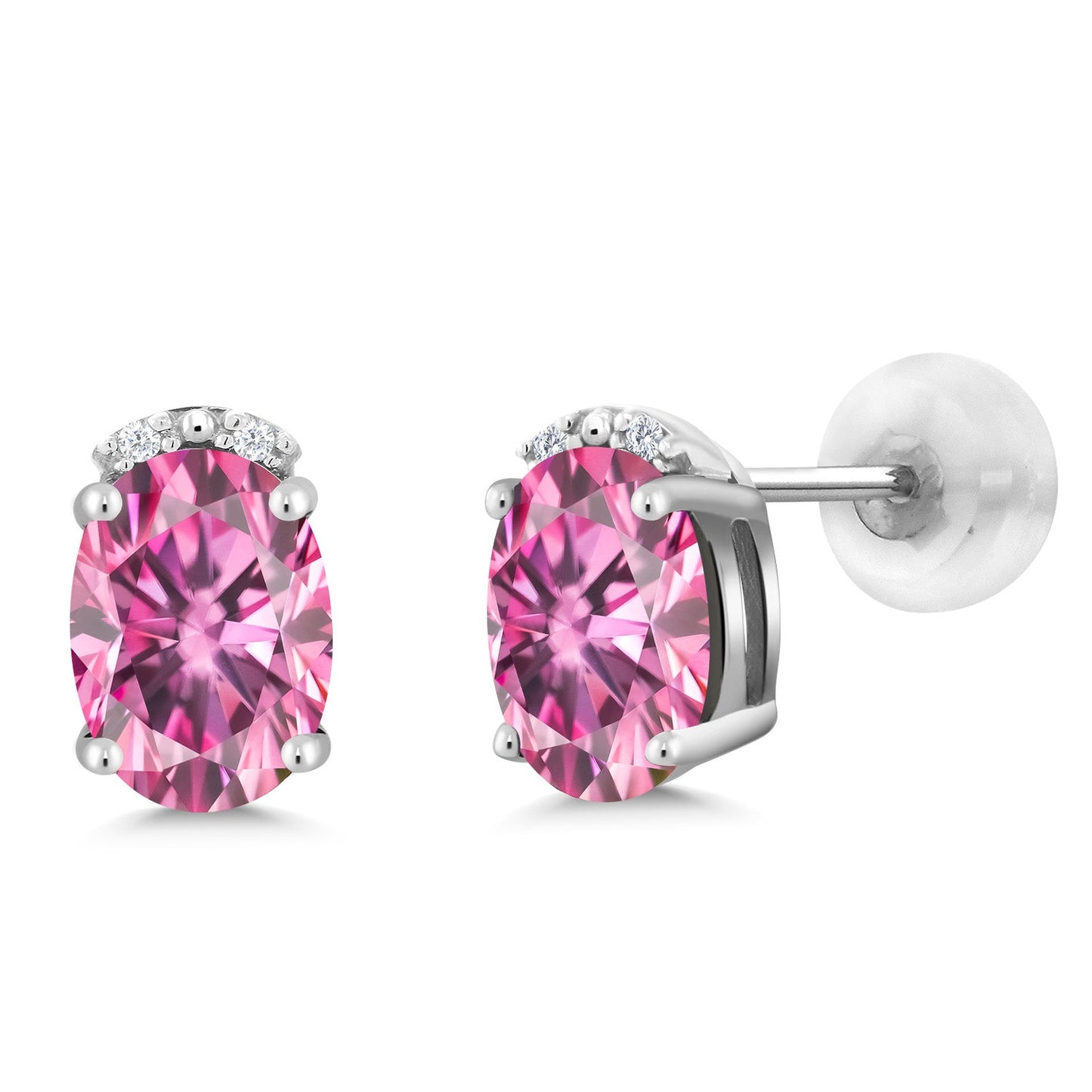 7X5MM Oval Gemstone Birthstone and White Diamond Earrings | Solid 10K Gold Earrings For Women | Fine Jewelry Gifts for Her Mom Women Wife