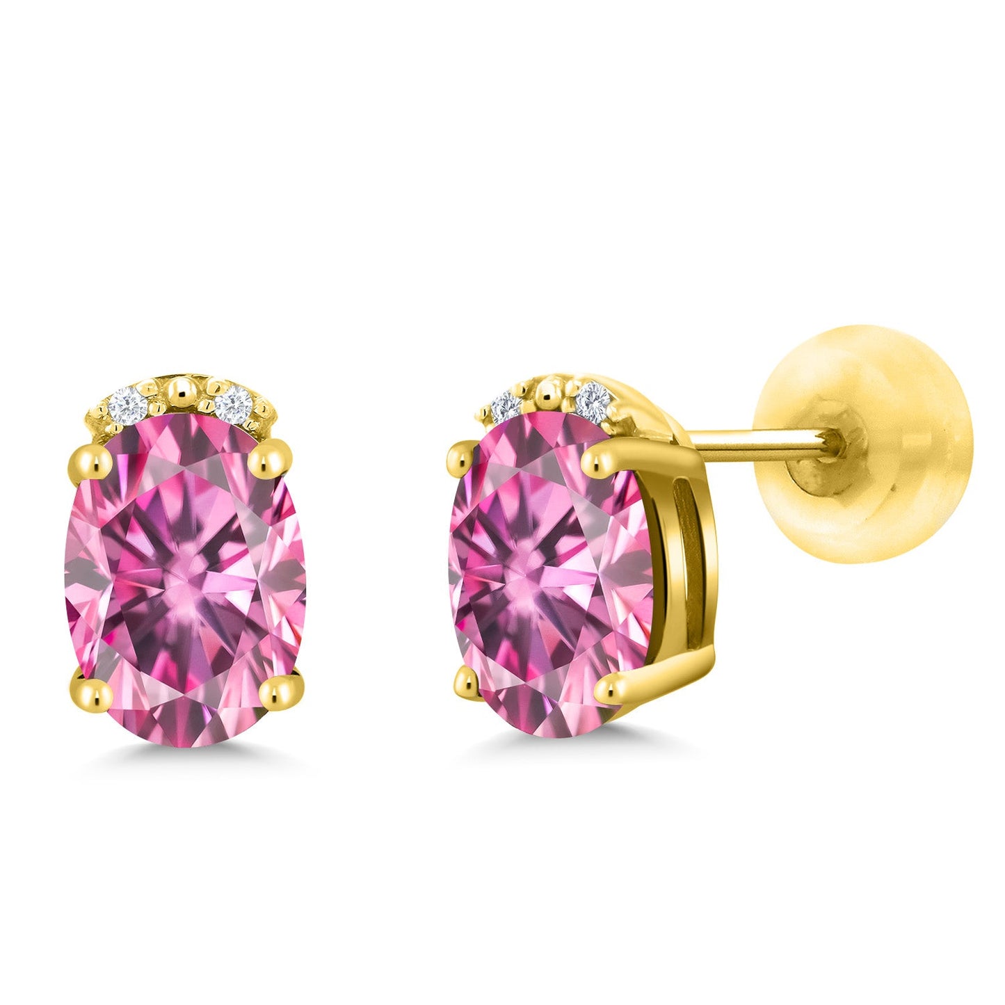 7X5MM Oval Gemstone Birthstone and White Diamond Earrings | Solid 10K Gold Earrings For Women | Fine Jewelry Gifts for Her Mom Women Wife