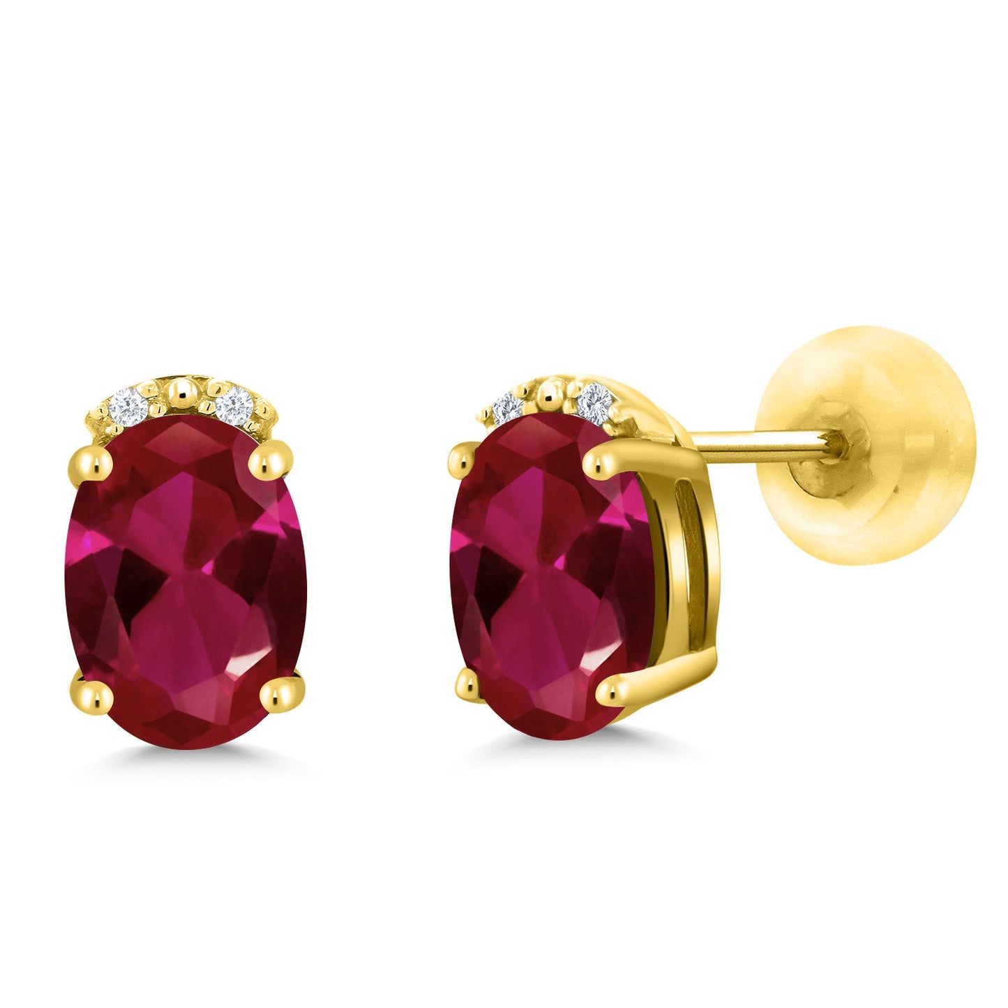 7X5MM Oval Gemstone Birthstone and White Diamond Earrings | Solid 10K Gold Earrings For Women | Fine Jewelry Gifts for Her Mom Women Wife