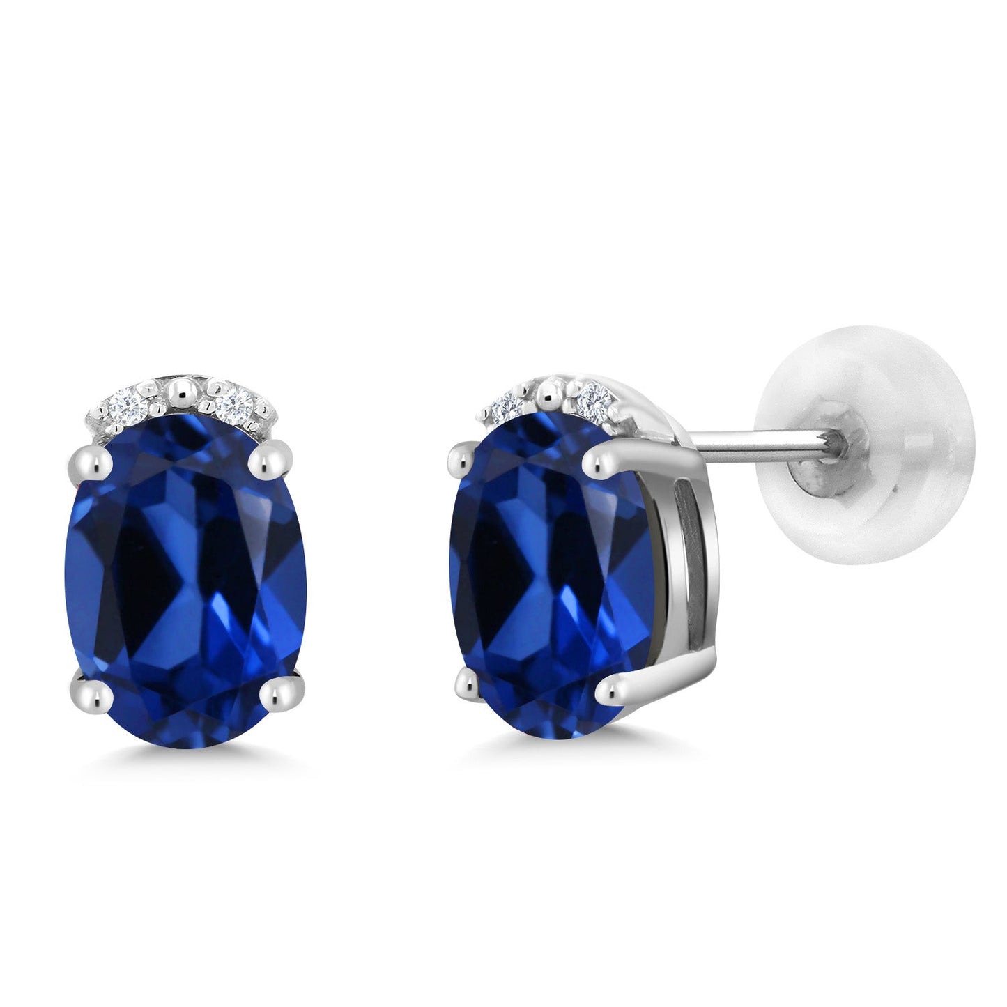 7X5MM Oval Gemstone Birthstone and White Diamond Earrings | Solid 10K Gold Earrings For Women | Fine Jewelry Gifts for Her Mom Women Wife
