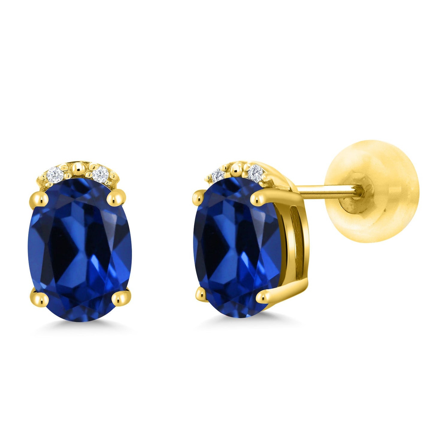 7X5MM Oval Gemstone Birthstone and White Diamond Earrings | Solid 10K Gold Earrings For Women | Fine Jewelry Gifts for Her Mom Women Wife