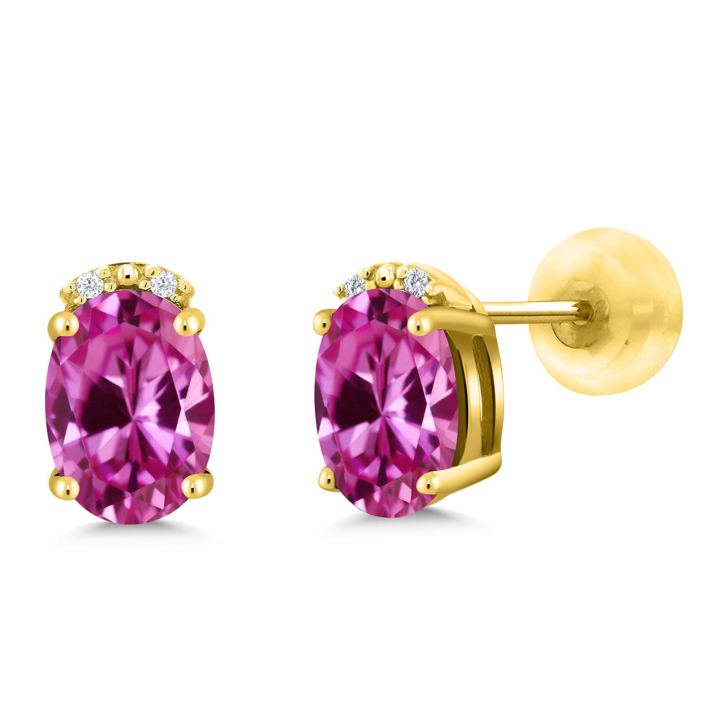 7X5MM Oval Gemstone Birthstone and White Diamond Earrings | Solid 10K Gold Earrings For Women | Fine Jewelry Gifts for Her Mom Women Wife