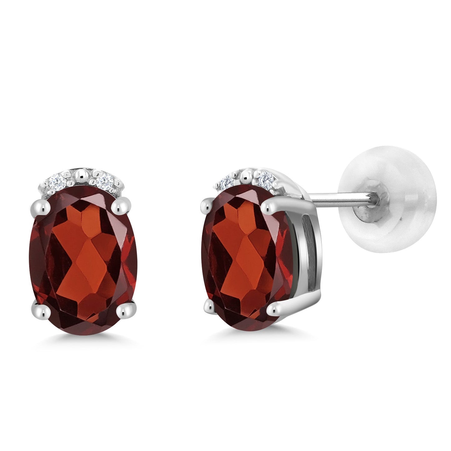 7X5MM Oval Gemstone Birthstone and White Diamond Earrings | Solid 10K Gold Earrings For Women | Fine Jewelry Gifts for Her Mom Women Wife