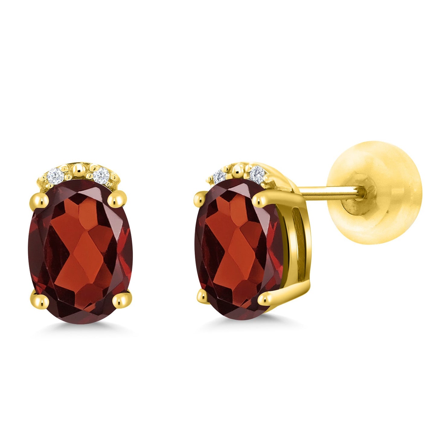7X5MM Oval Gemstone Birthstone and White Diamond Earrings | Solid 10K Gold Earrings For Women | Fine Jewelry Gifts for Her Mom Women Wife