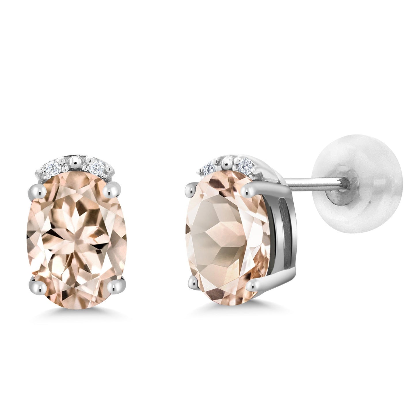 7X5MM Oval Gemstone Birthstone and White Diamond Earrings | Solid 10K Gold Earrings For Women | Fine Jewelry Gifts for Her Mom Women Wife