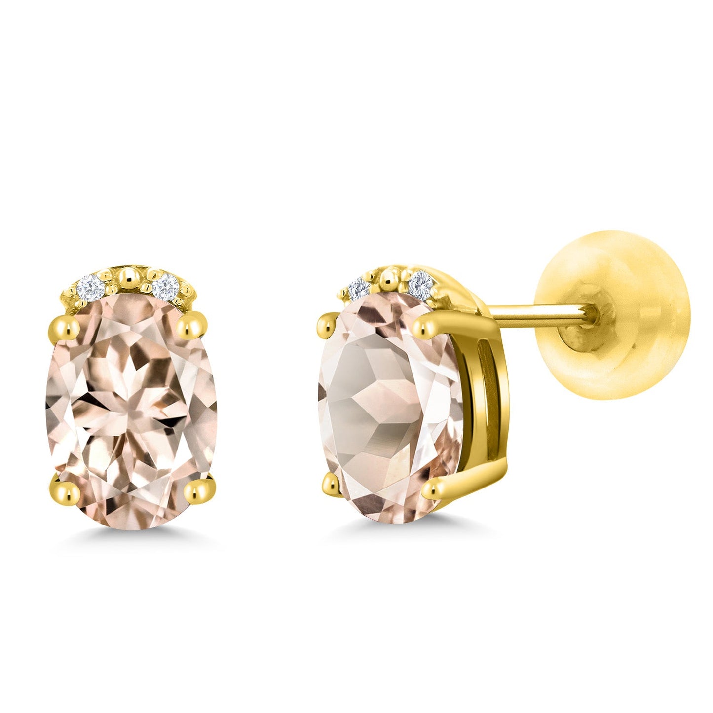 7X5MM Oval Gemstone Birthstone and White Diamond Earrings | Solid 10K Gold Earrings For Women | Fine Jewelry Gifts for Her Mom Women Wife