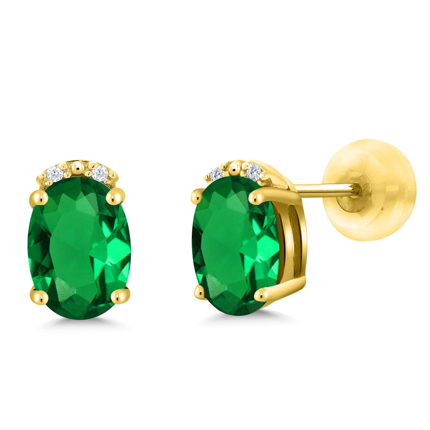 7X5MM Oval Gemstone Birthstone and White Diamond Earrings | Solid 10K Gold Earrings For Women | Fine Jewelry Gifts for Her Mom Women Wife