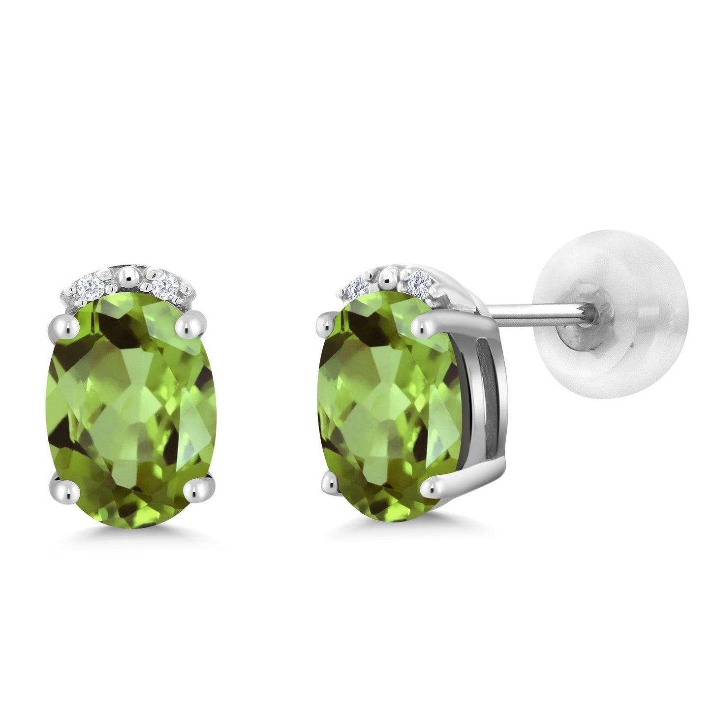 7X5MM Oval Gemstone Birthstone and White Diamond Earrings | Solid 10K Gold Earrings For Women | Fine Jewelry Gifts for Her Mom Women Wife