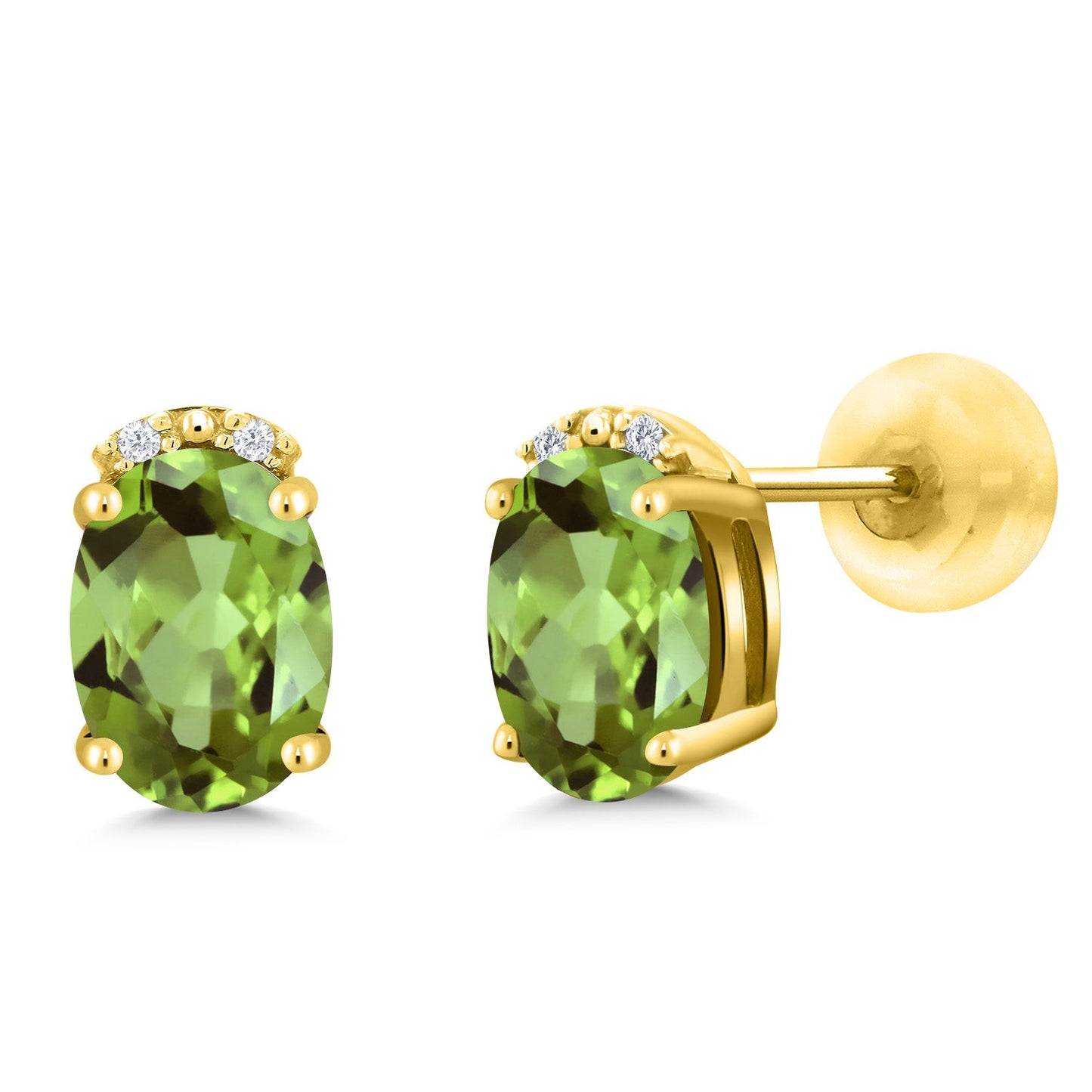 7X5MM Oval Gemstone Birthstone and White Diamond Earrings | Solid 10K Gold Earrings For Women | Fine Jewelry Gifts for Her Mom Women Wife