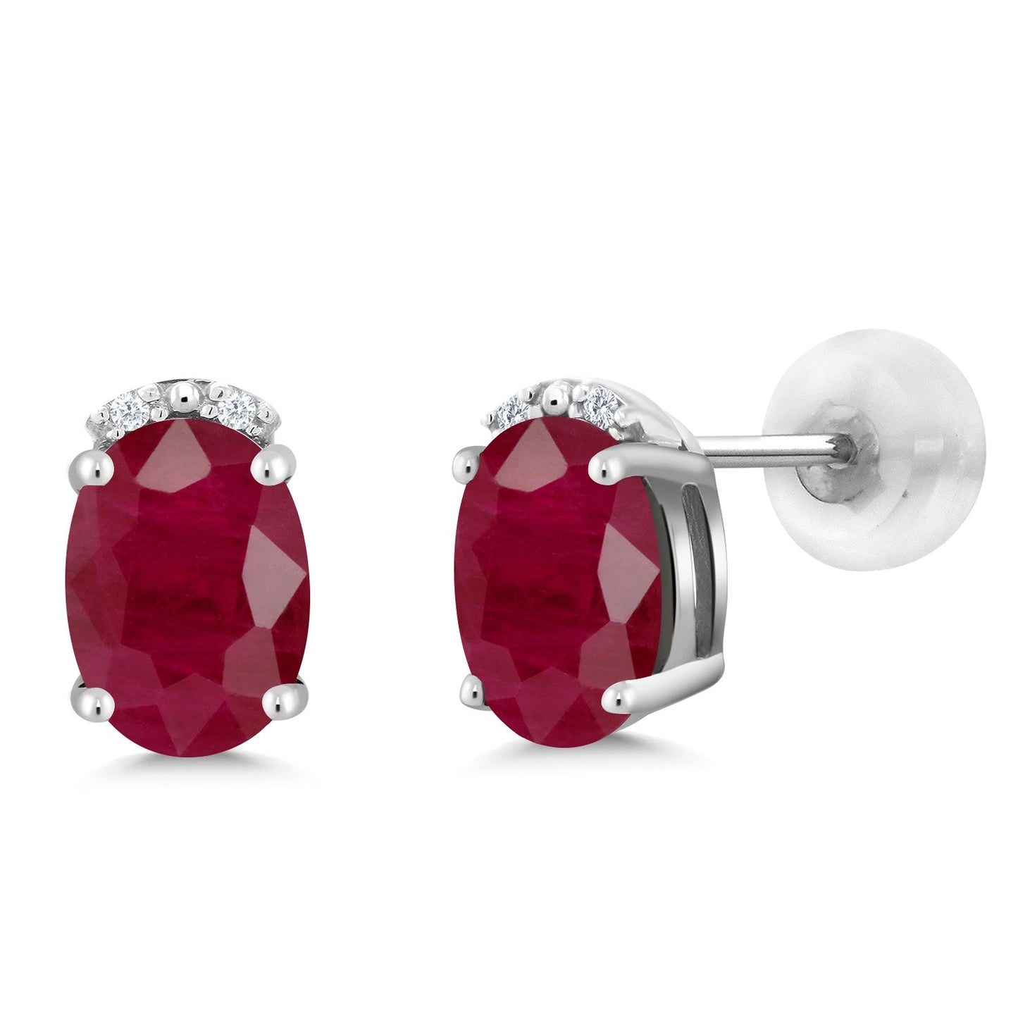 7X5MM Oval Gemstone Birthstone and White Diamond Earrings | Solid 10K Gold Earrings For Women | Fine Jewelry Gifts for Her Mom Women Wife