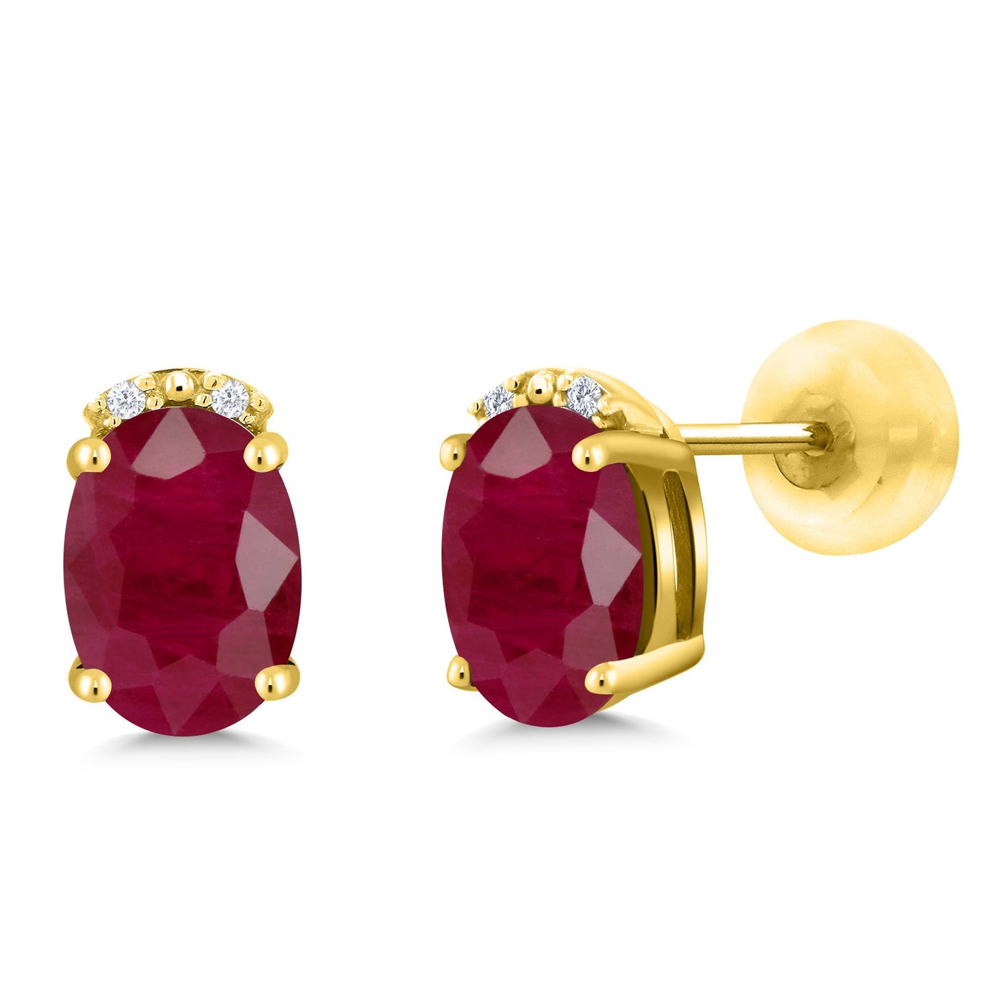 7X5MM Oval Gemstone Birthstone and White Diamond Earrings | Solid 10K Gold Earrings For Women | Fine Jewelry Gifts for Her Mom Women Wife