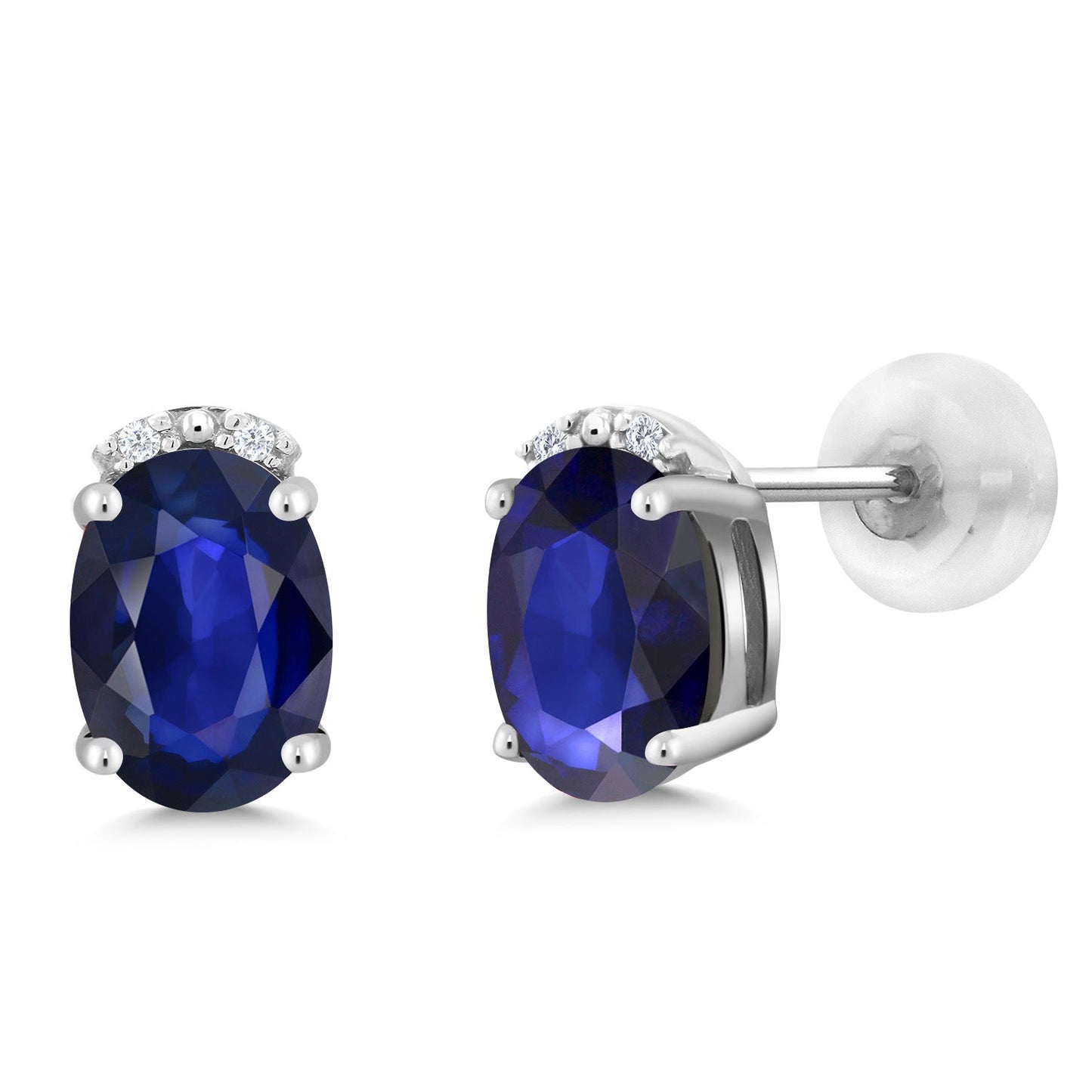 7X5MM Oval Gemstone Birthstone and White Diamond Earrings | Solid 10K Gold Earrings For Women | Fine Jewelry Gifts for Her Mom Women Wife