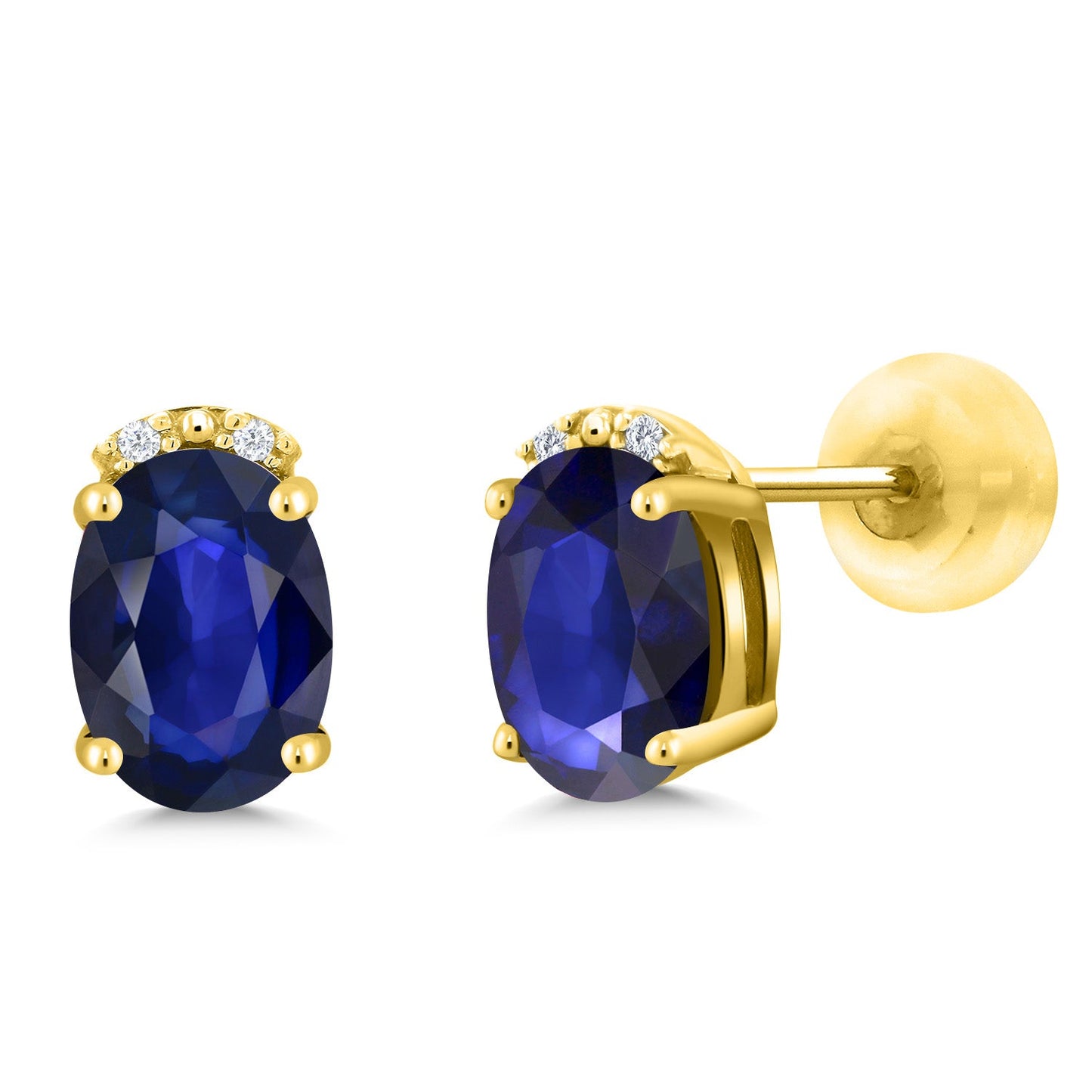 7X5MM Oval Gemstone Birthstone and White Diamond Earrings | Solid 10K Gold Earrings For Women | Fine Jewelry Gifts for Her Mom Women Wife