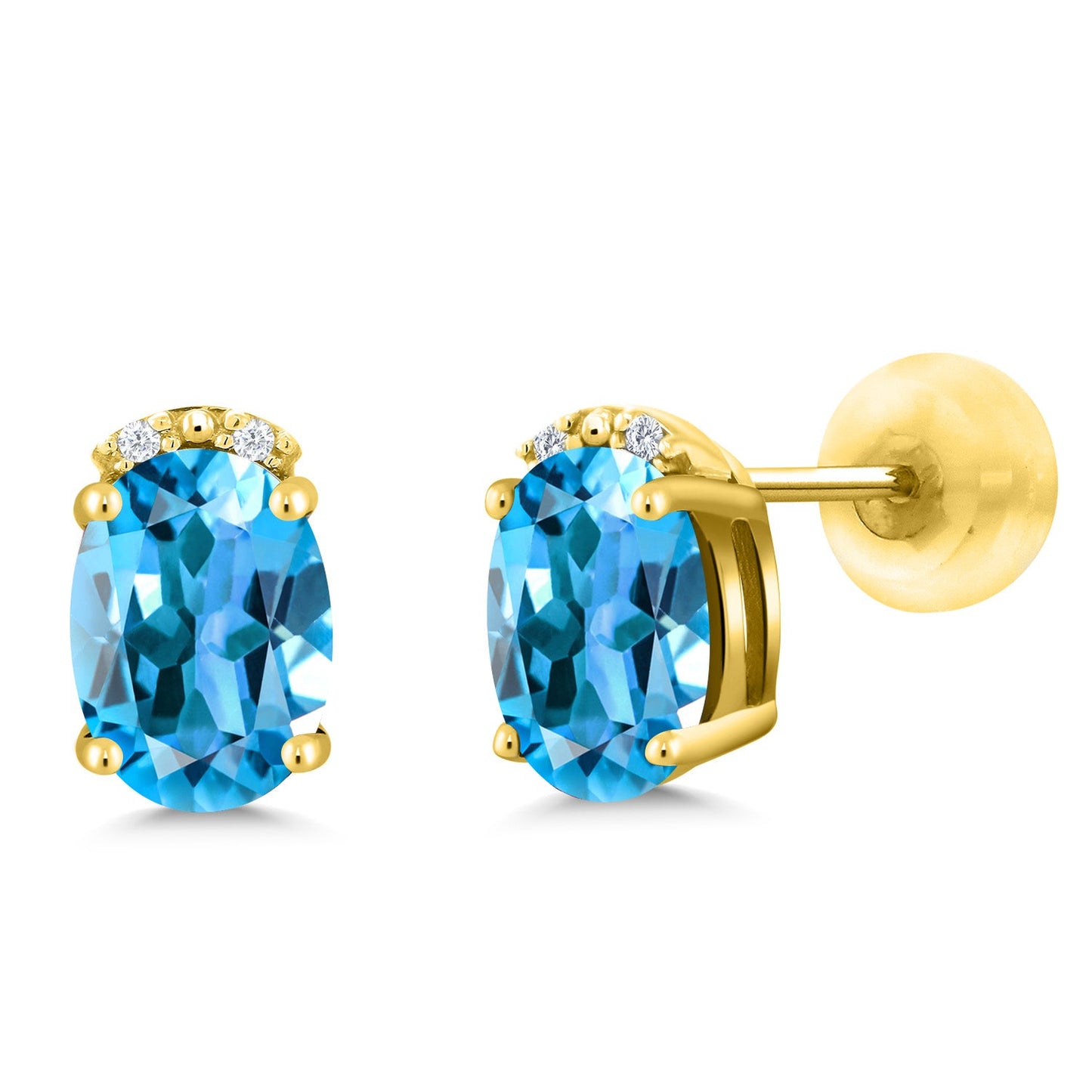 7X5MM Oval Gemstone Birthstone and White Diamond Earrings | Solid 10K Gold Earrings For Women | Fine Jewelry Gifts for Her Mom Women Wife