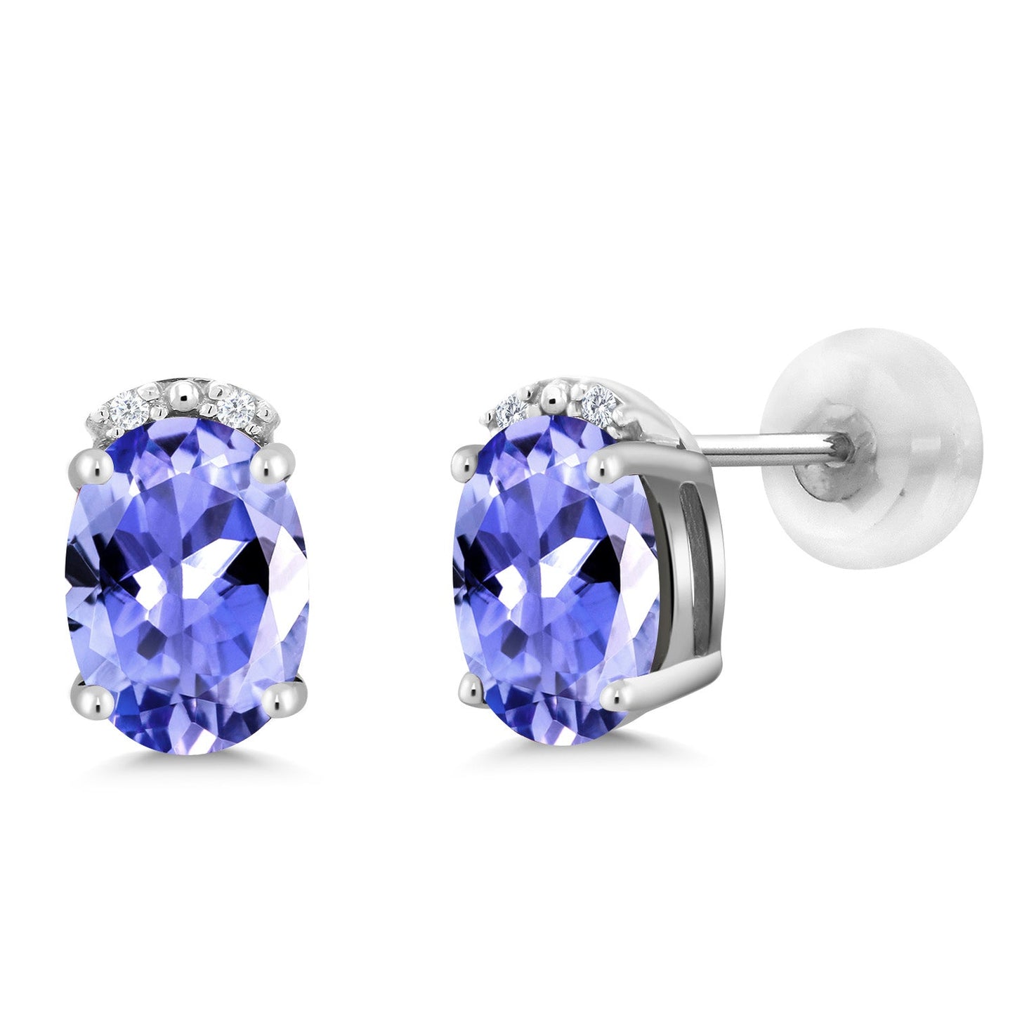 7X5MM Oval Gemstone Birthstone and White Diamond Earrings | Solid 10K Gold Earrings For Women | Fine Jewelry Gifts for Her Mom Women Wife