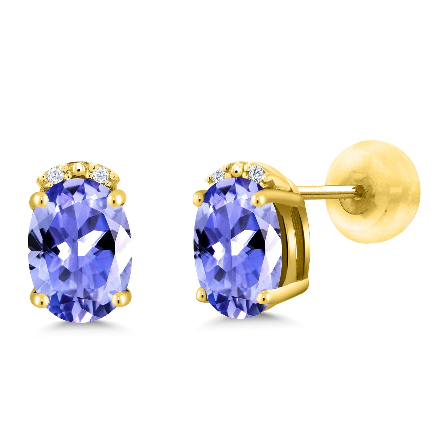 7X5MM Oval Gemstone Birthstone and White Diamond Earrings | Solid 10K Gold Earrings For Women | Fine Jewelry Gifts for Her Mom Women Wife