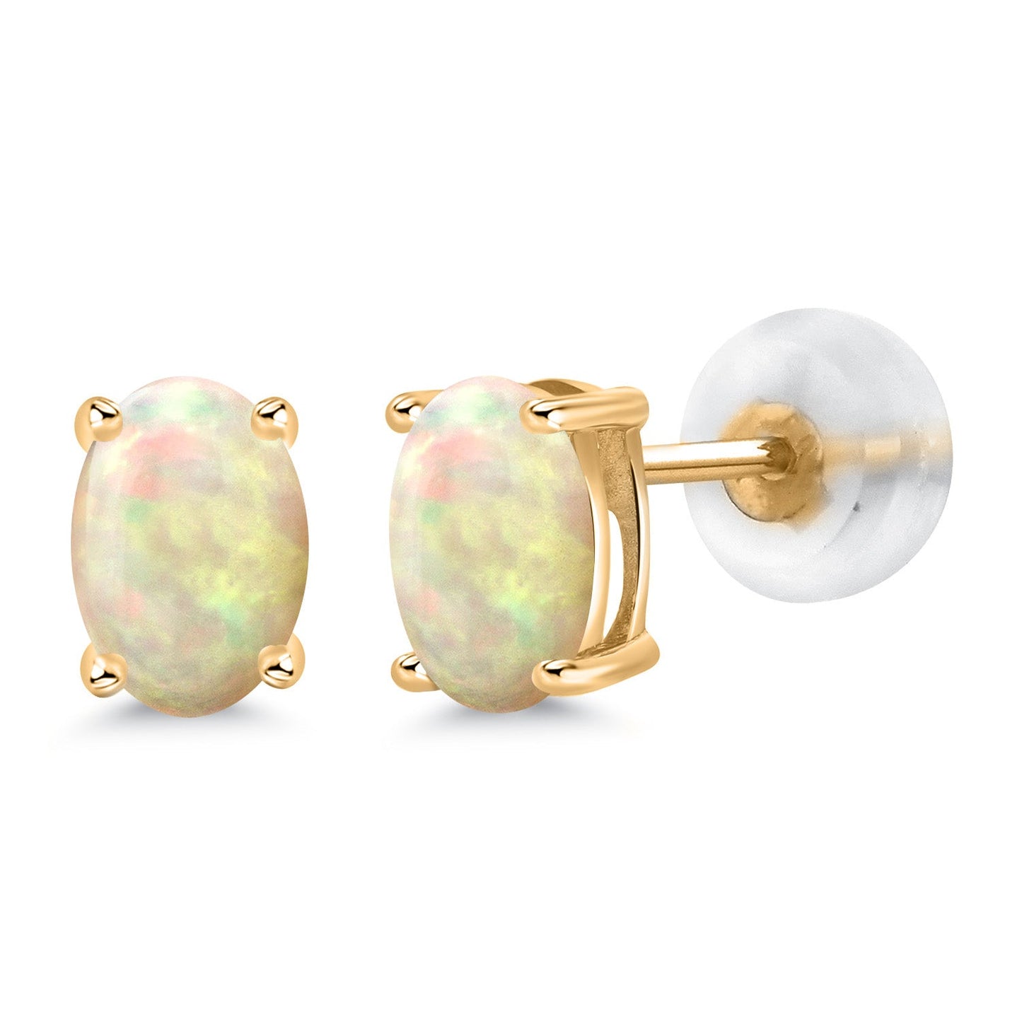 14K Gold Gemstone Birthstone Oval Stud Earrings | Oval 6X4MM | Gold Earrings For Women Men | Fine Jewelry Gifts for Her Mom Women Wife