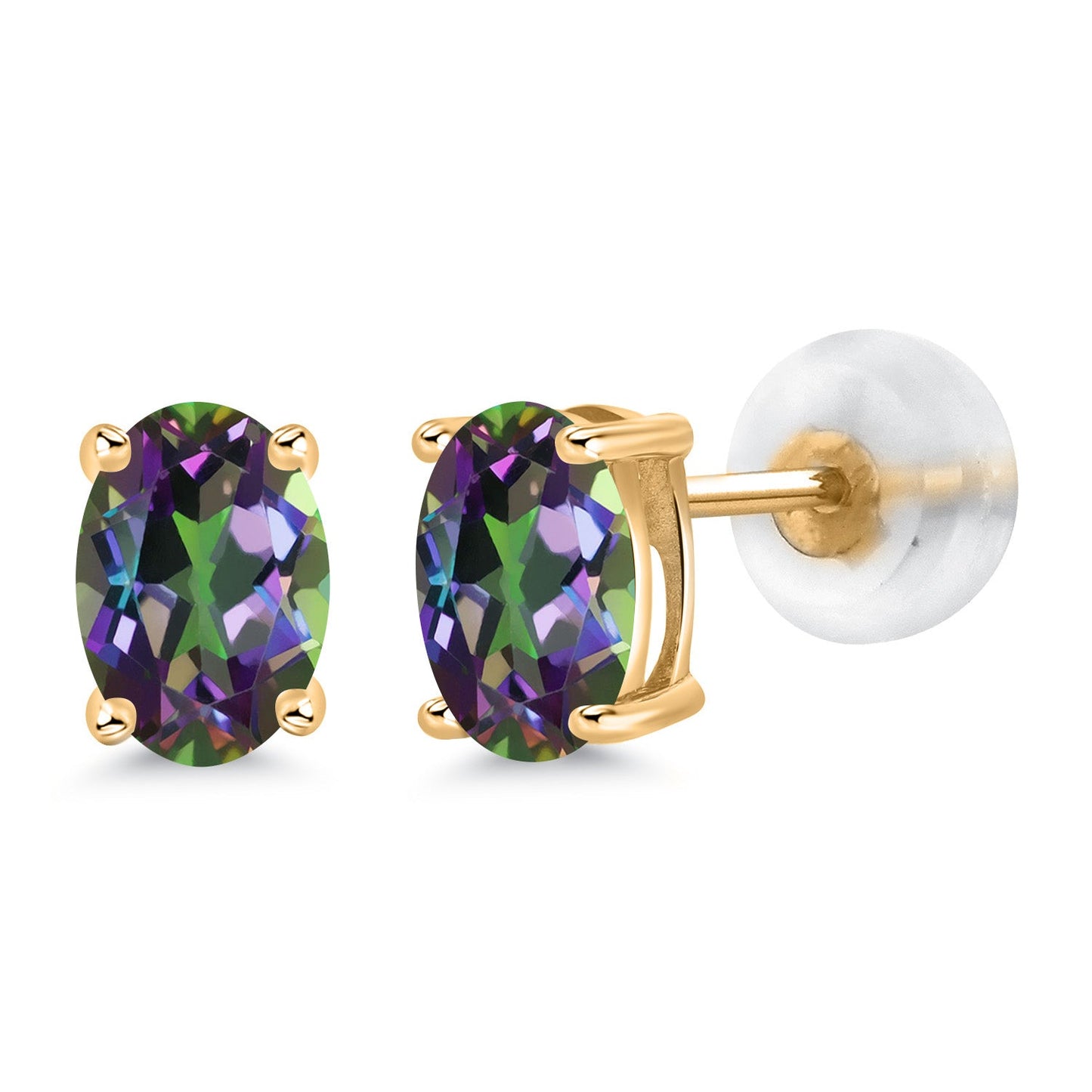 14K Gold Gemstone Birthstone Oval Stud Earrings | Oval 6X4MM | Gold Earrings For Women Men | Fine Jewelry Gifts for Her Mom Women Wife