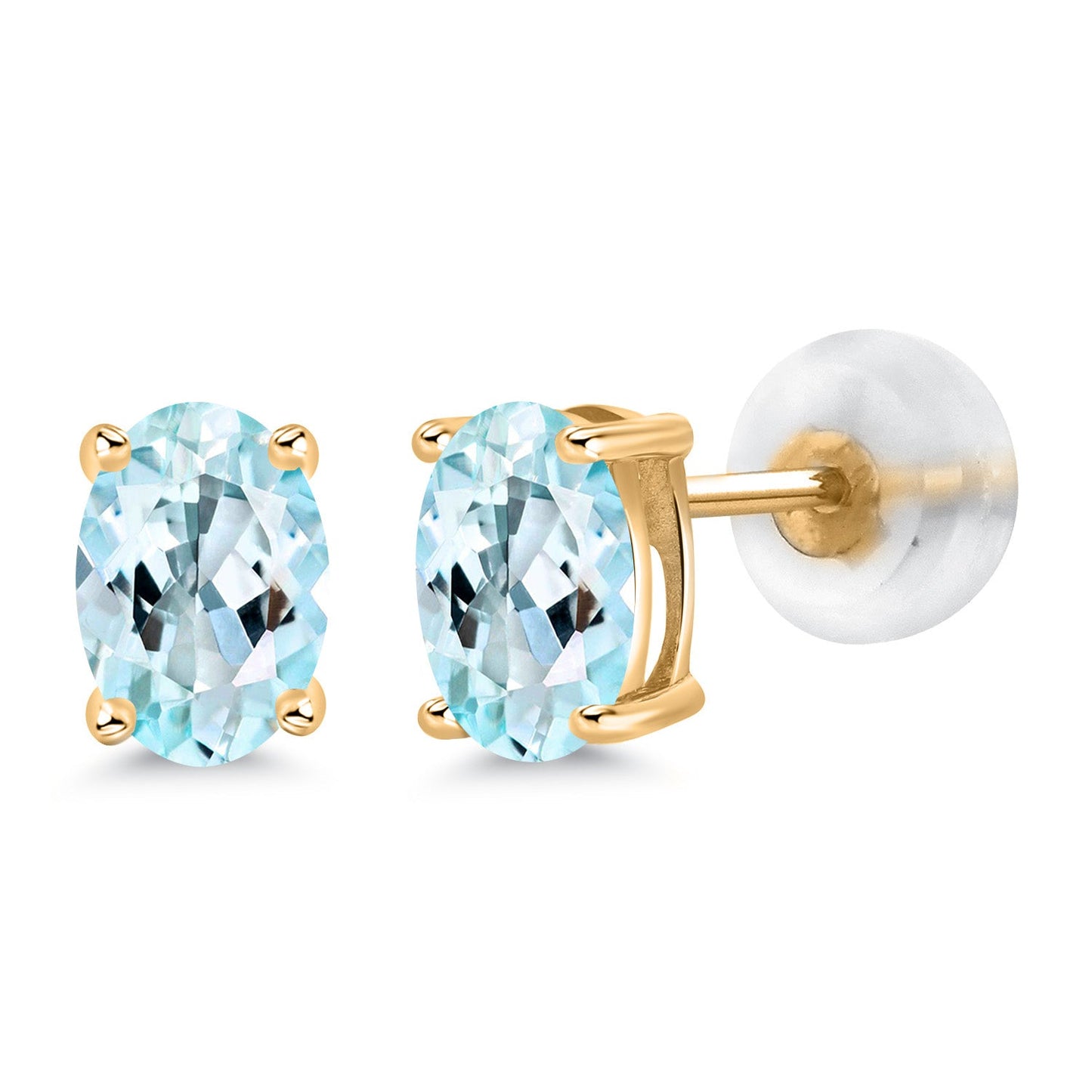 14K Gold Gemstone Birthstone Oval Stud Earrings | Oval 6X4MM | Gold Earrings For Women Men | Fine Jewelry Gifts for Her Mom Women Wife