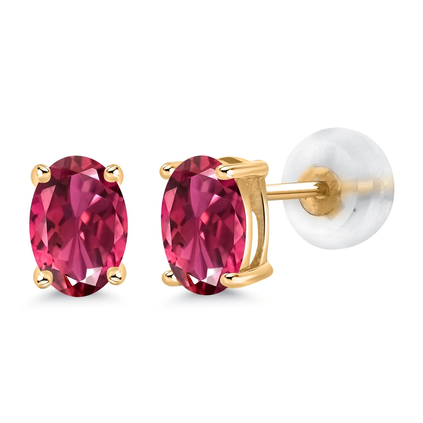 14K Gold Gemstone Birthstone Oval Stud Earrings | Oval 6X4MM | Gold Earrings For Women Men | Fine Jewelry Gifts for Her Mom Women Wife