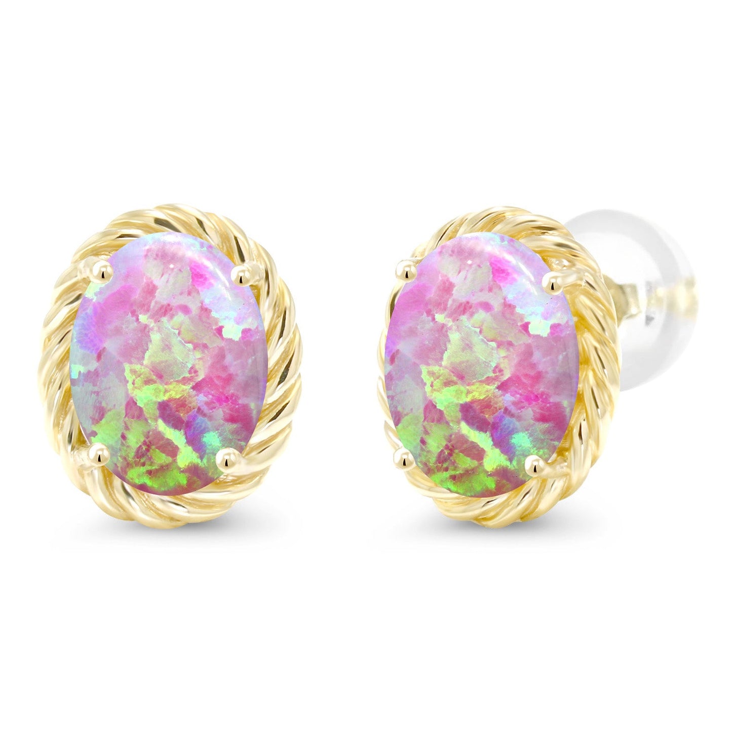 14K Yellow Gold 8X6MM Oval Gemstone Birthstone Earrings | Yellow Gold Earrings For Women Men