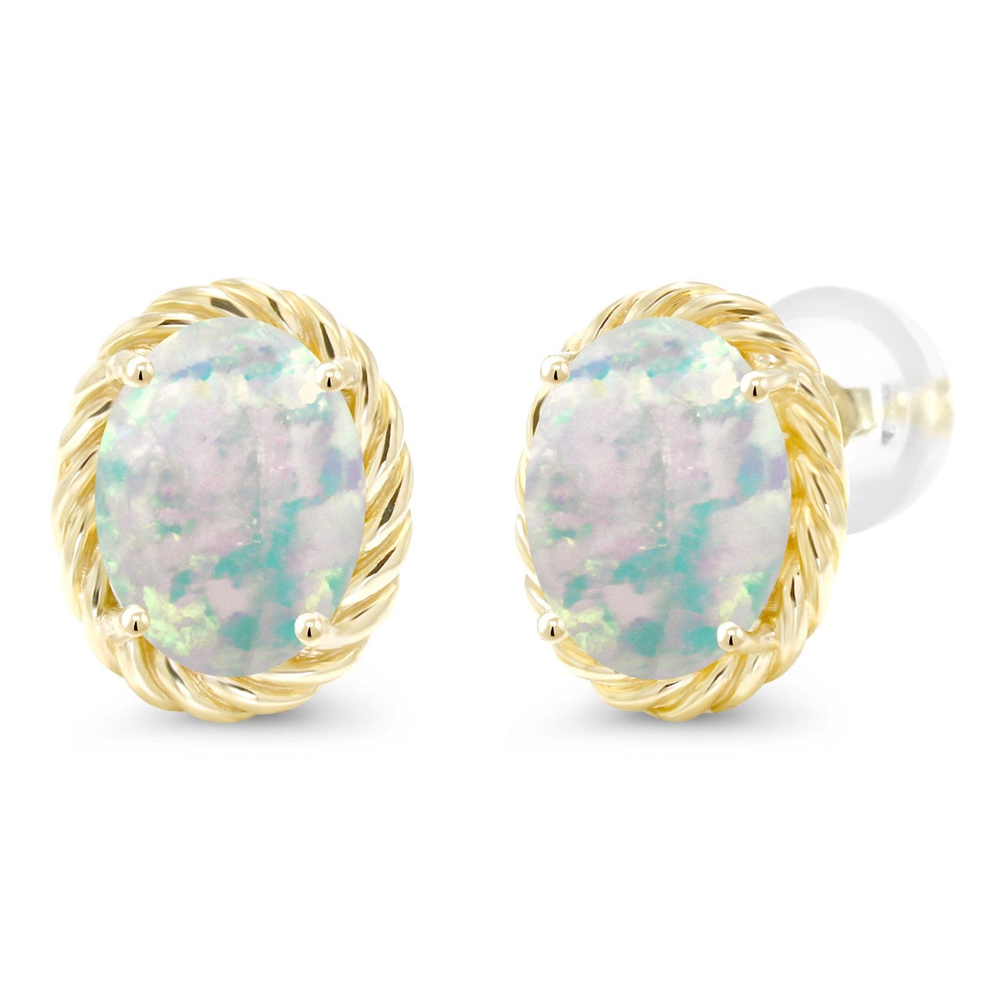 14K Yellow Gold 8X6MM Oval Gemstone Birthstone Earrings | Yellow Gold Earrings For Women Men